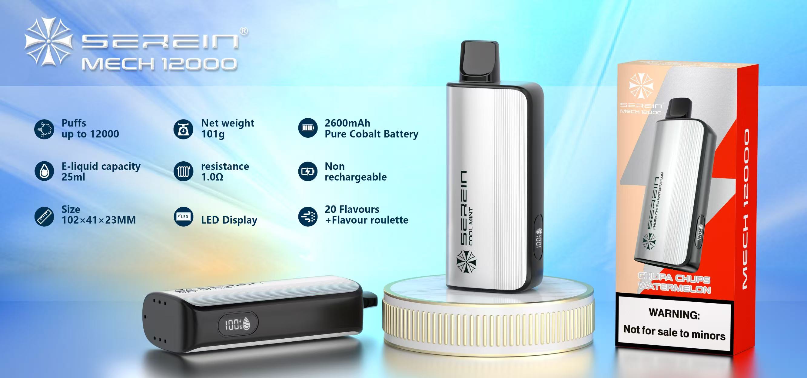 new SEREIN Mech Pro 12000 Puffs 15 Flavors