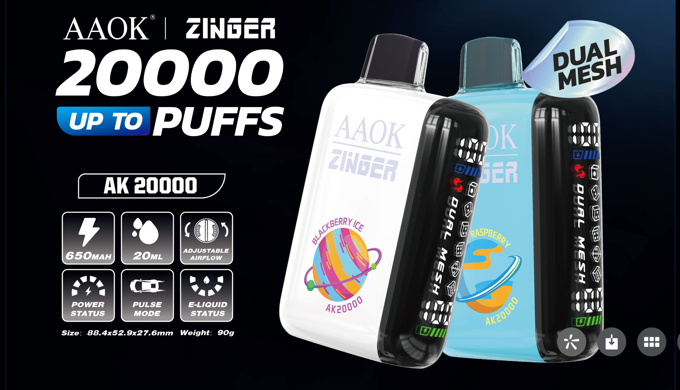 new AAOK 20000 Puffs Disposable Vape 21 Flavors