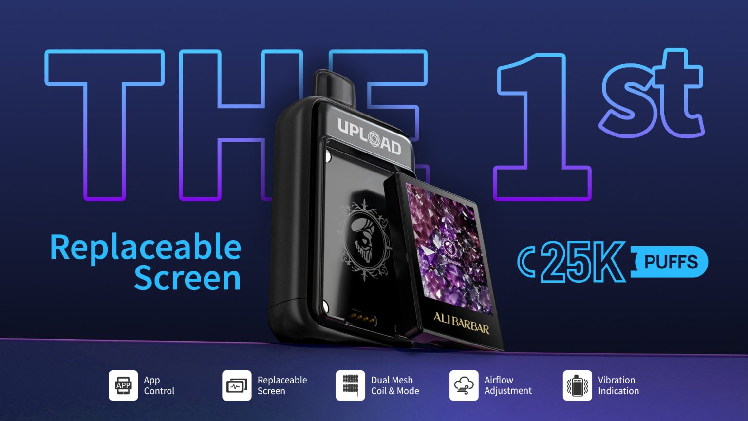 AliBarbar Upload 25000 Puffs with replaceable LED Screen