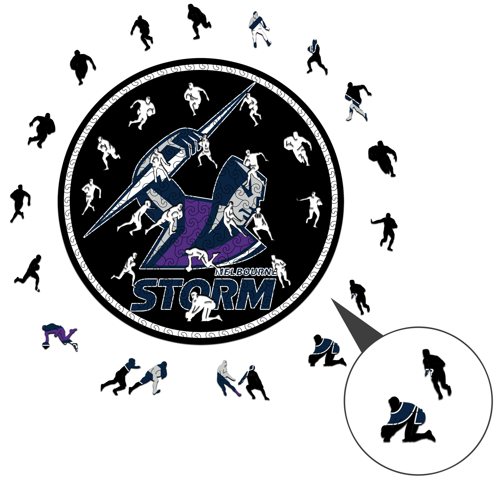 Melbourne Storm Logo Wooden Puzzle RUGBYSKY