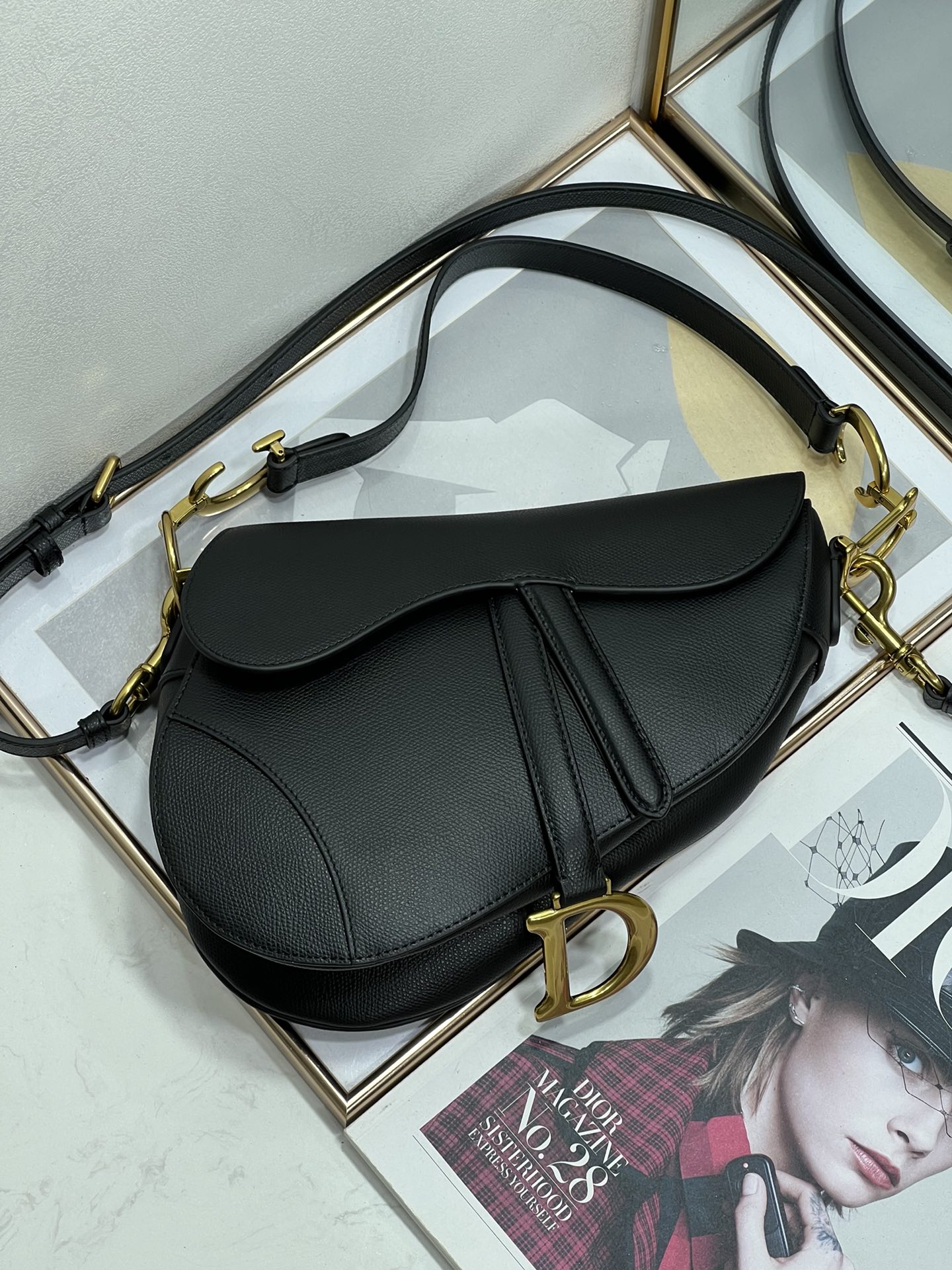 Shop Christian Dior SADDLE BAG WITH STRAP (M0455CBAA_M900