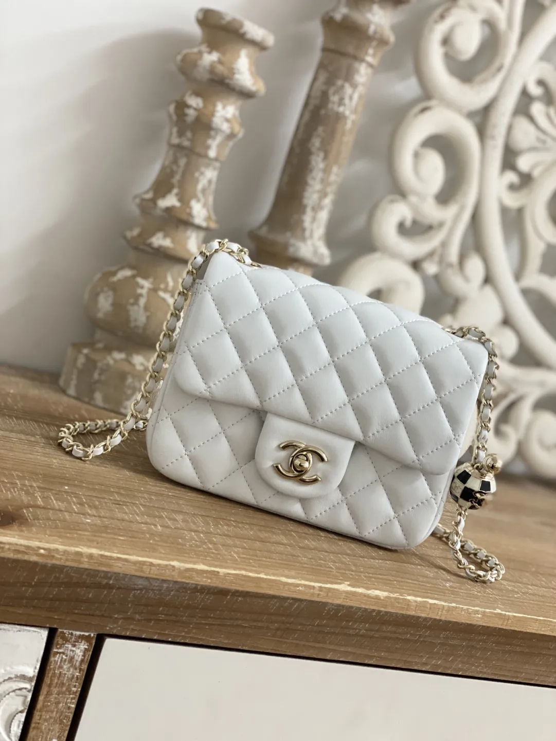 Replica Chanel Mini Flap Bag in Lambskin with Enamel CC AS3113 Light P