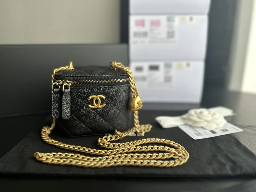 CN0061 Chanel CC Crown Flap Bag Black Original Leather A85762 Gold