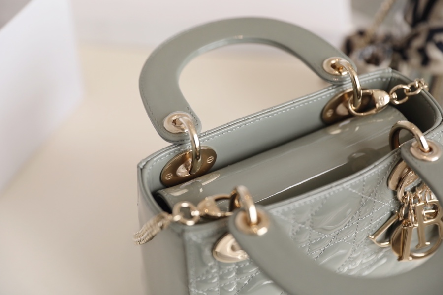 Mini Lady Dior Bag Cloud Blue Patent Cannage Calfskin
