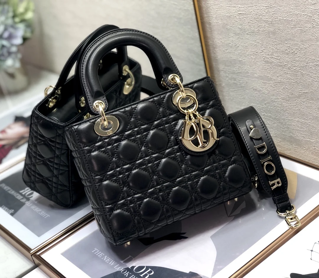 Dior - Large Lady Dior Bag Black Patent Cannage Calfskin - Women