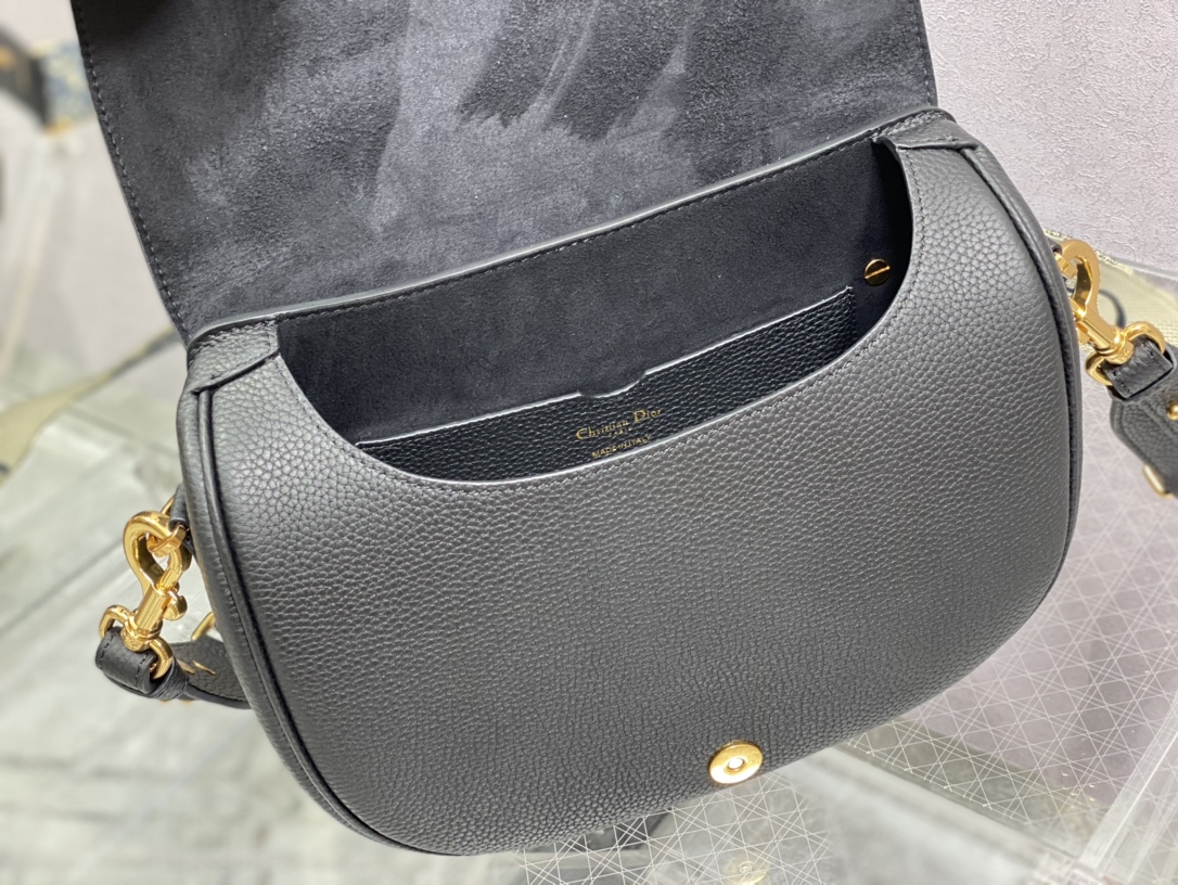 DIOR BOBBY Bag Box Grained Calfskin Blue Dior Oblique Embroidered Strap  Black