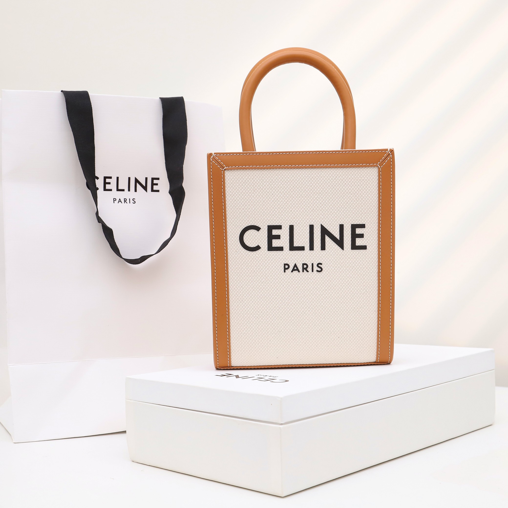 Replica Celine Mini Vertical Cabas Celine In Textile With Celine Print ...