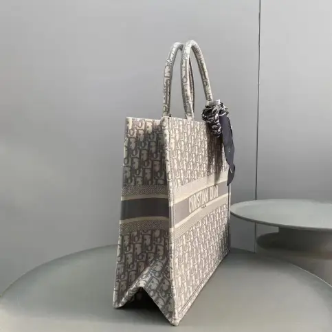 Christian Dior Book Oblique Embroidered Canvas Tote Bag
