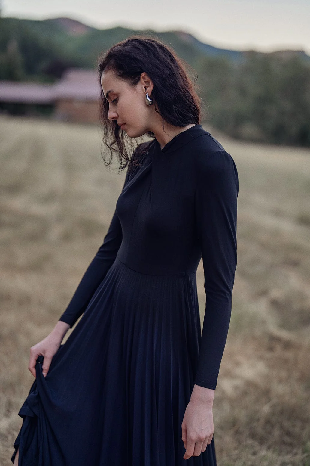Front Knot Pleat Dress 50