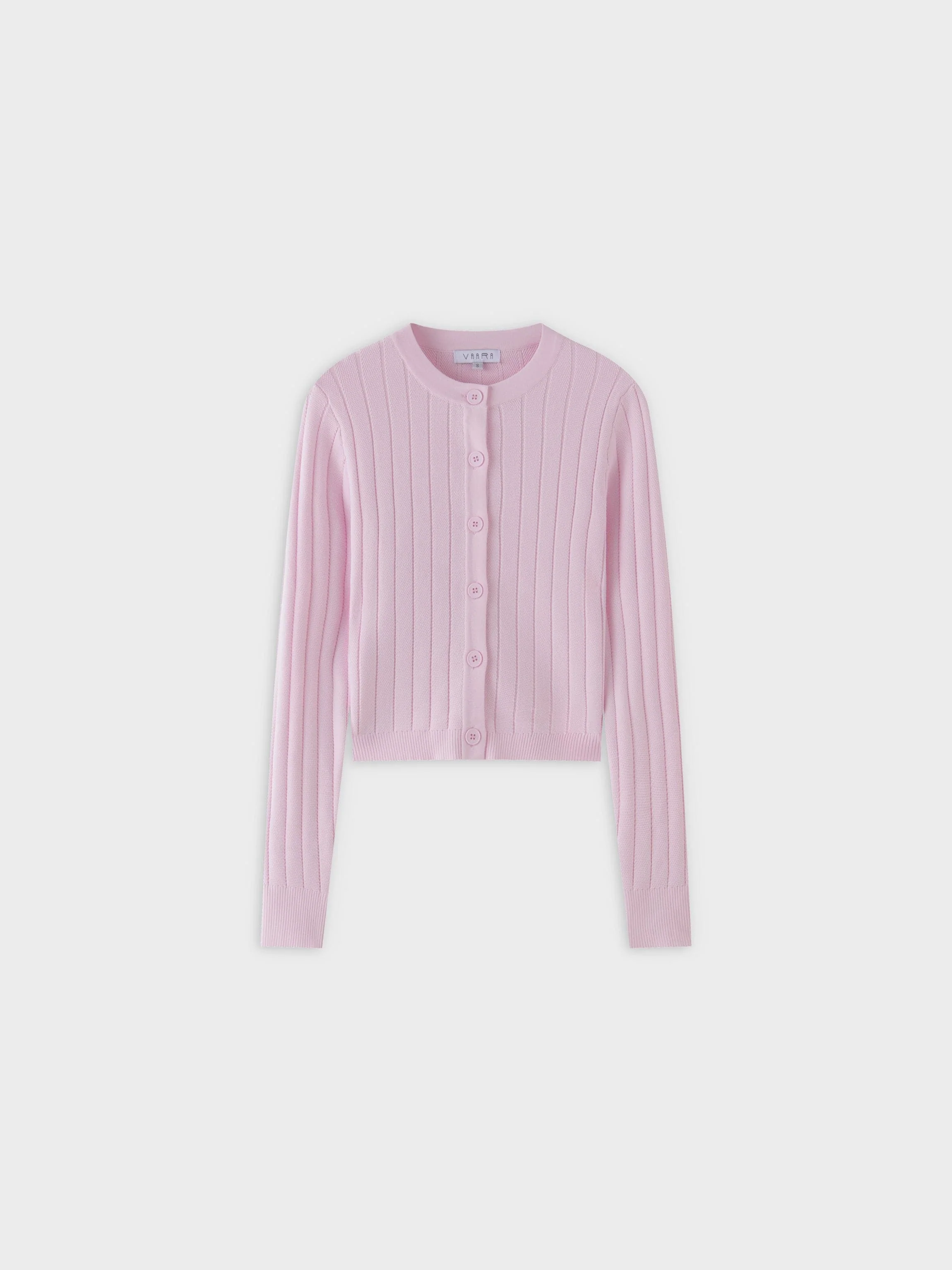 Silky Knit Cropped Cardigan-Light Pink