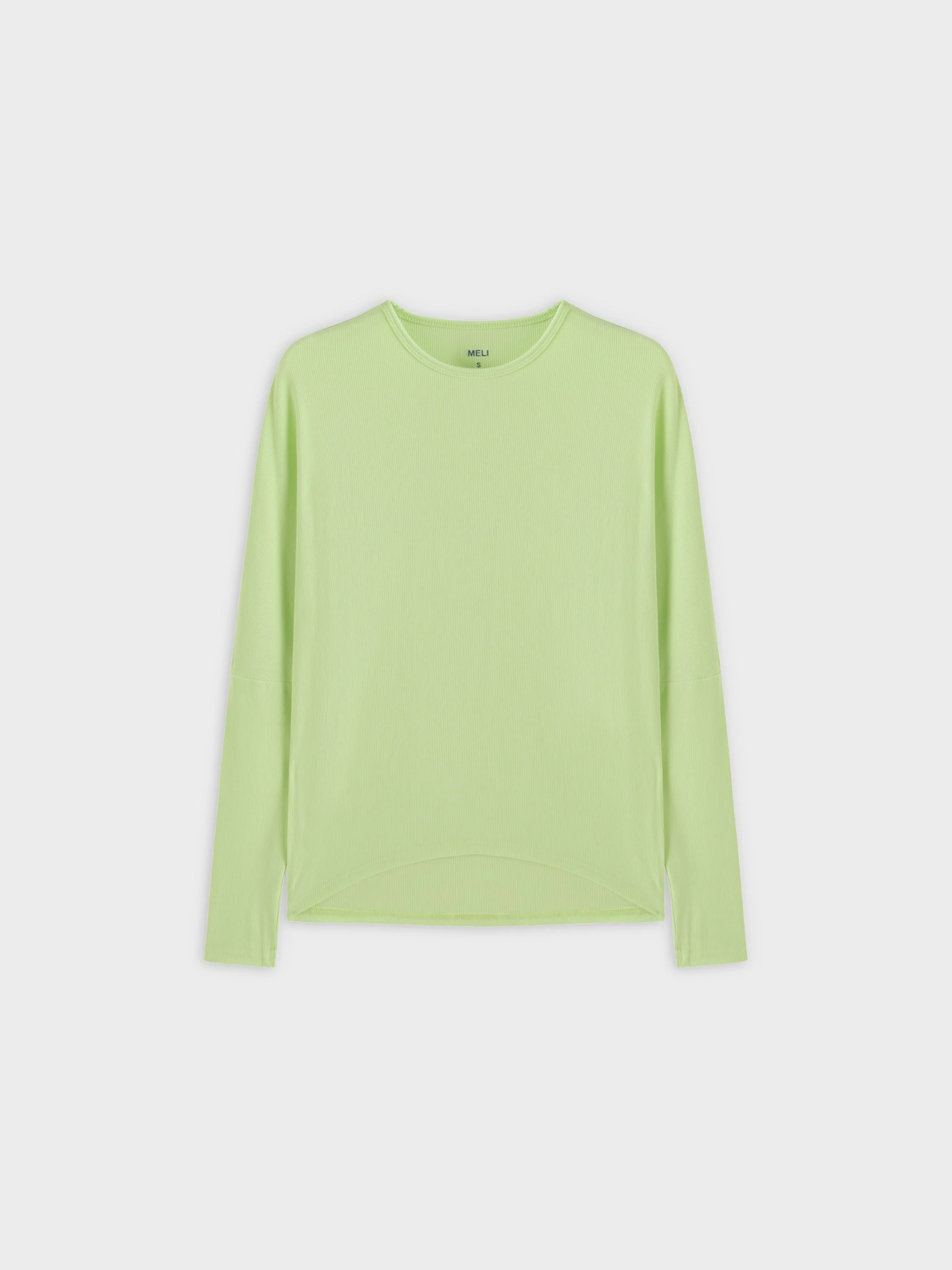 Crew Ribbed Dolman-Neon Green