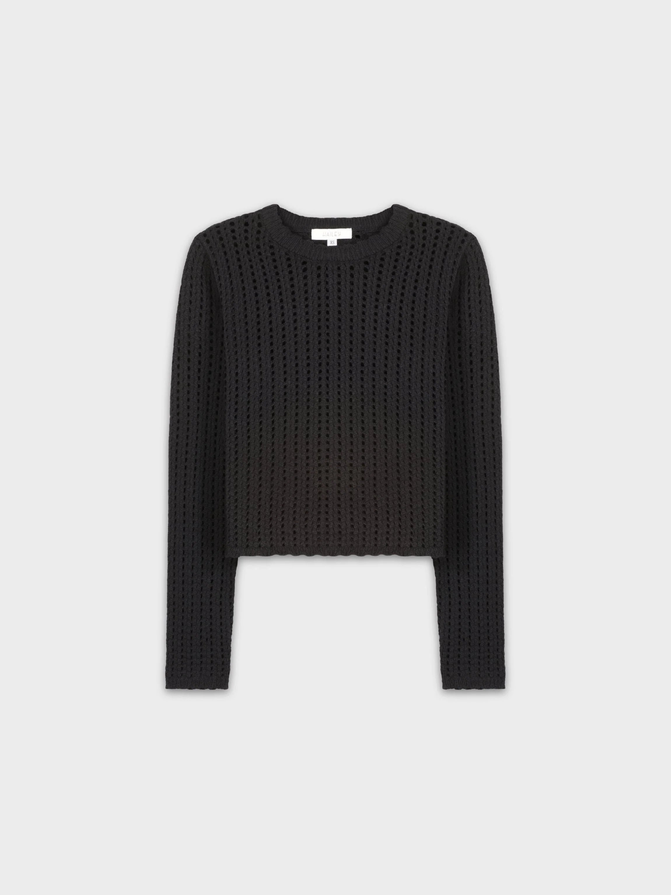 CROCHET SCALLOP SWEATER-BLACK