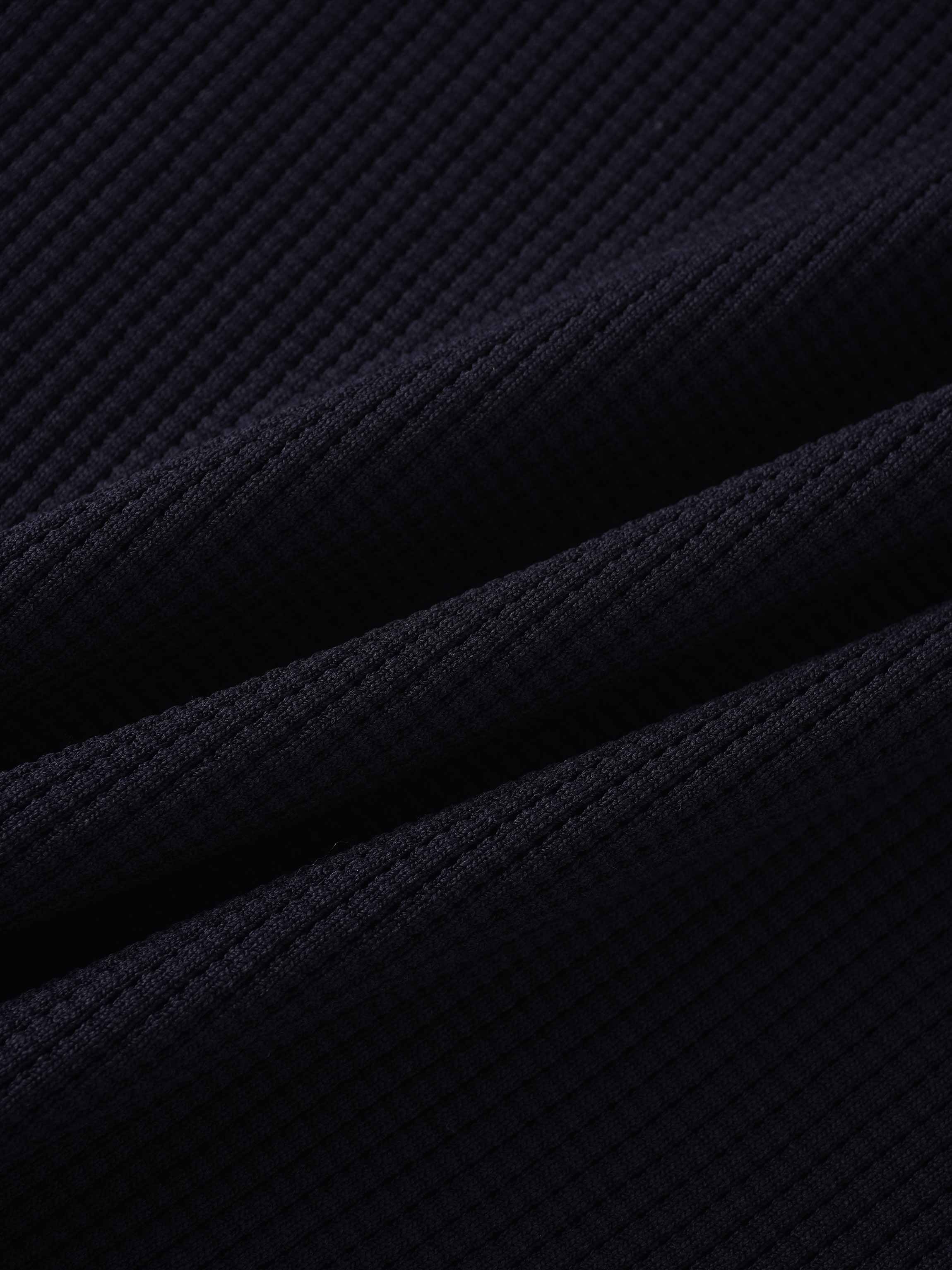 Waffle Collared Sweater-Black