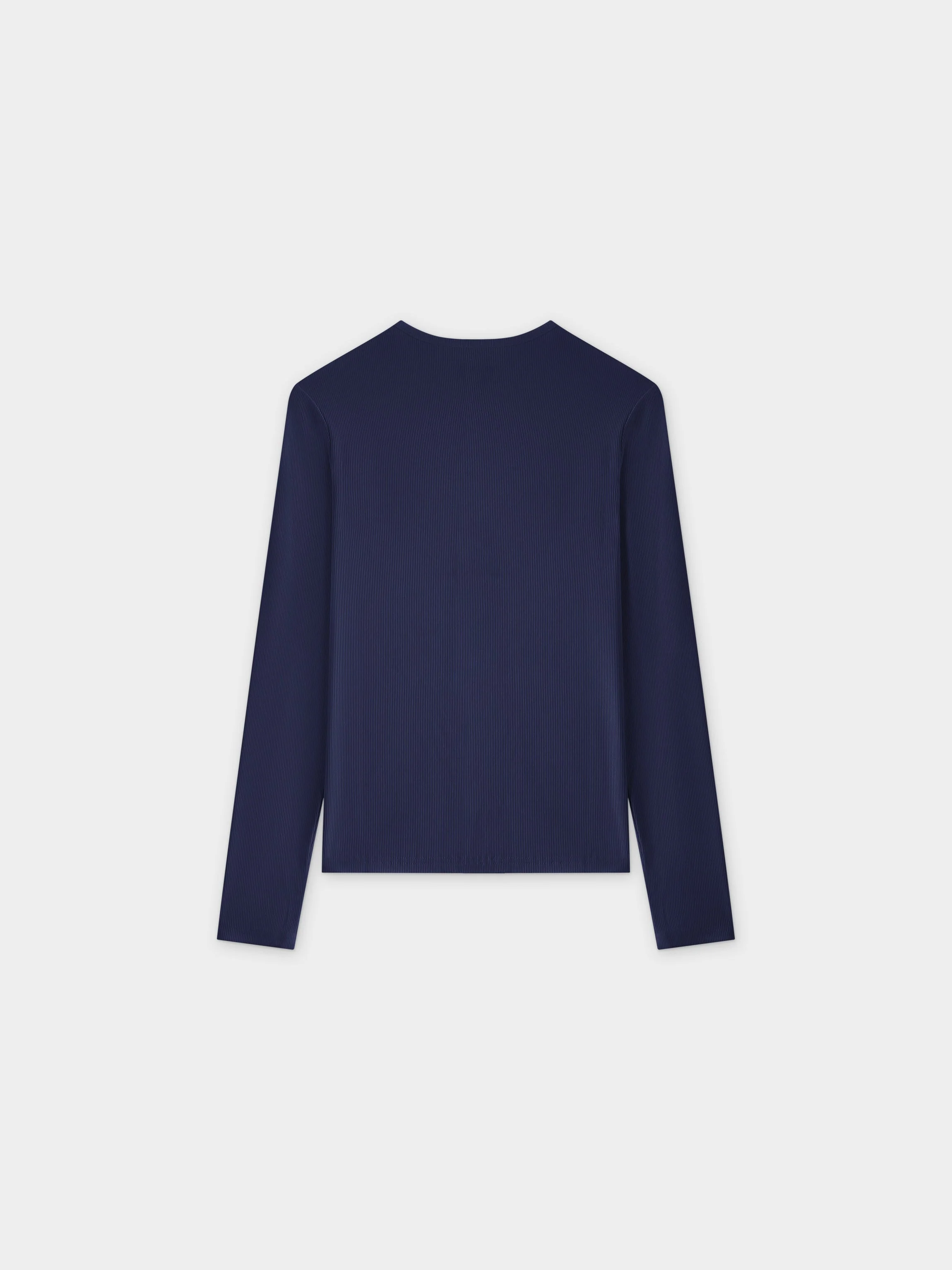 CLASSIC RIBBED CREW TEE LS-NAVY