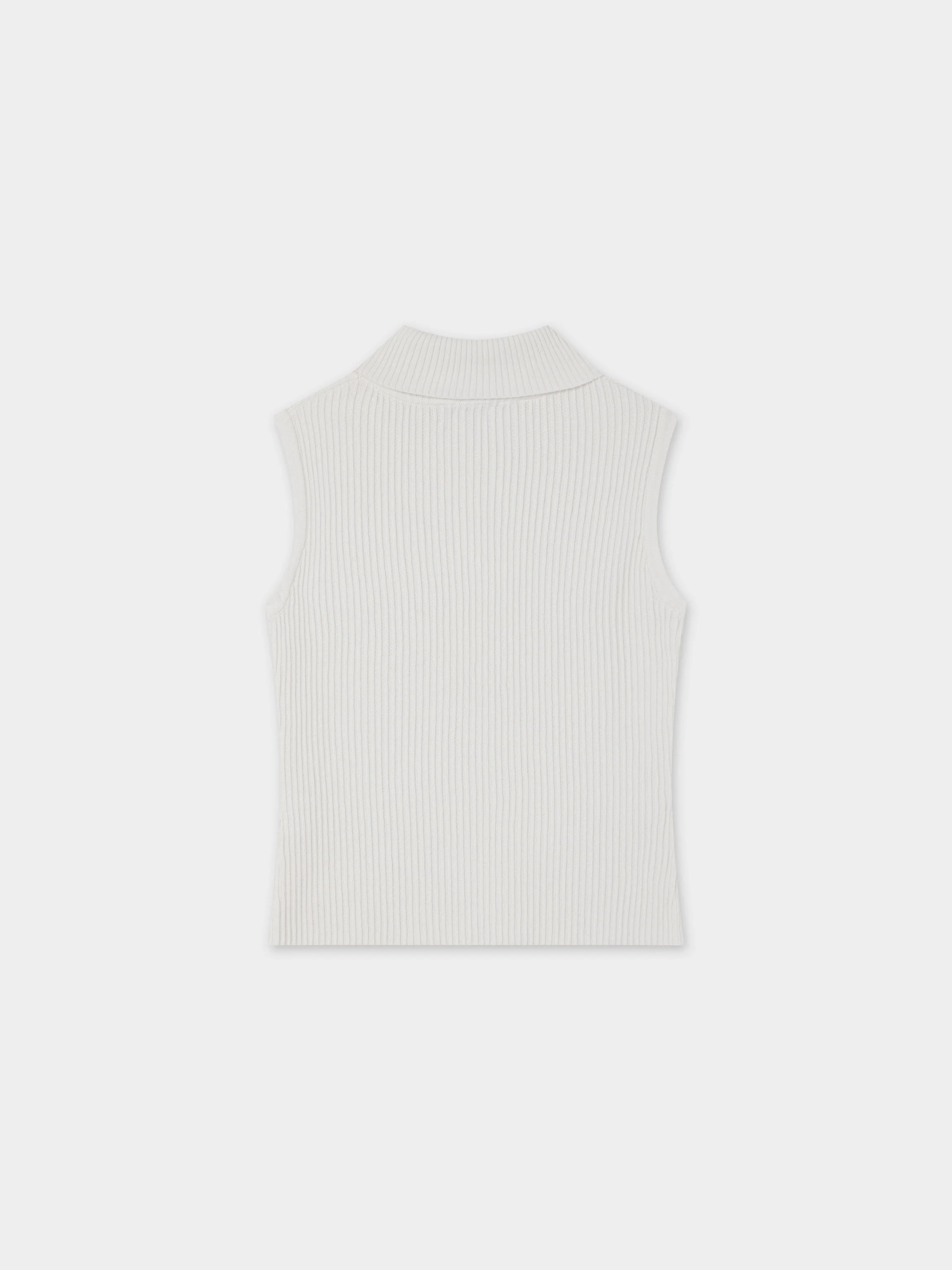 Sleeveless Ribbed Turtleneck-Ivory