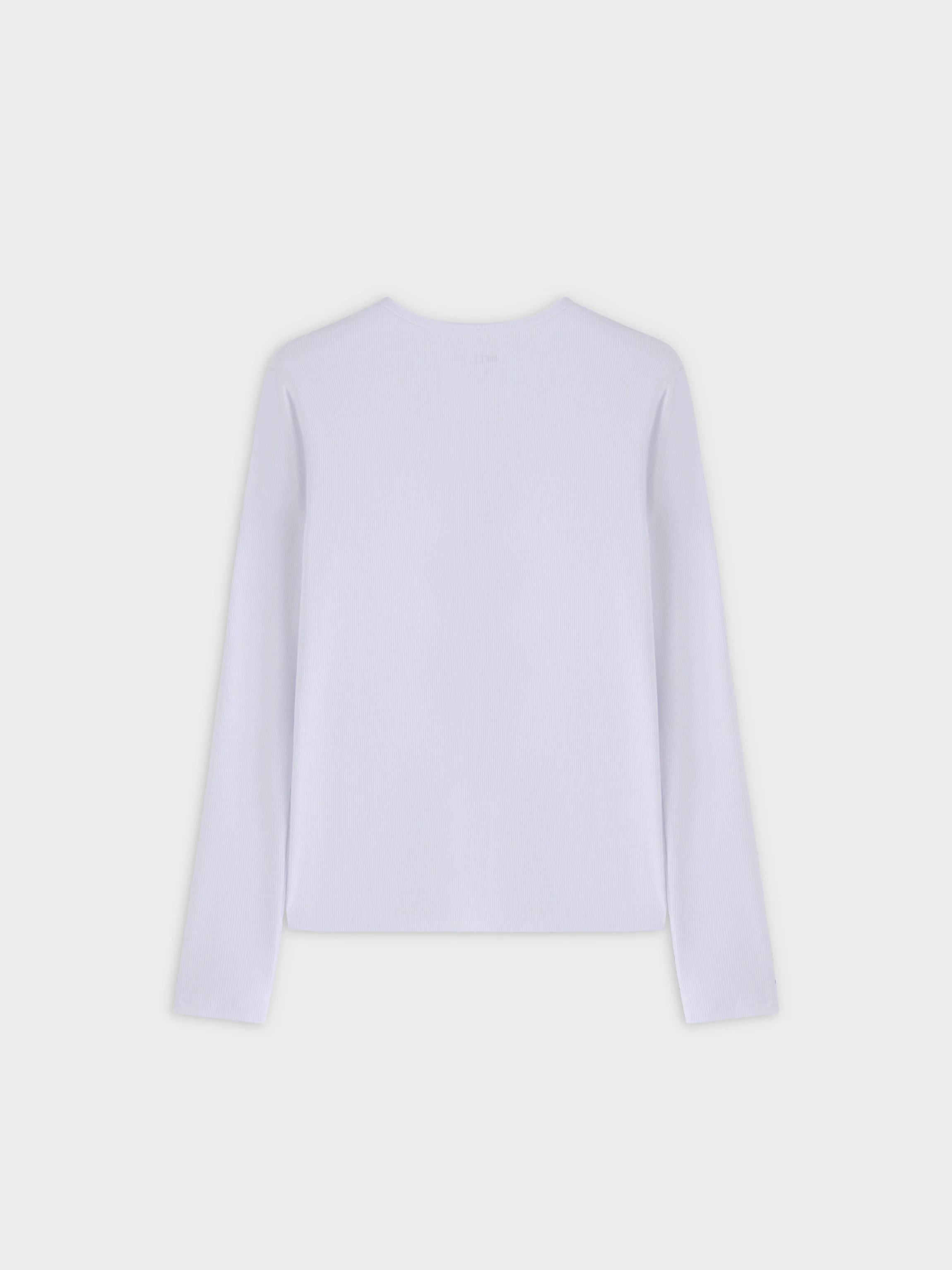 HIGH V RIBBED TEE - LS-WHITE
