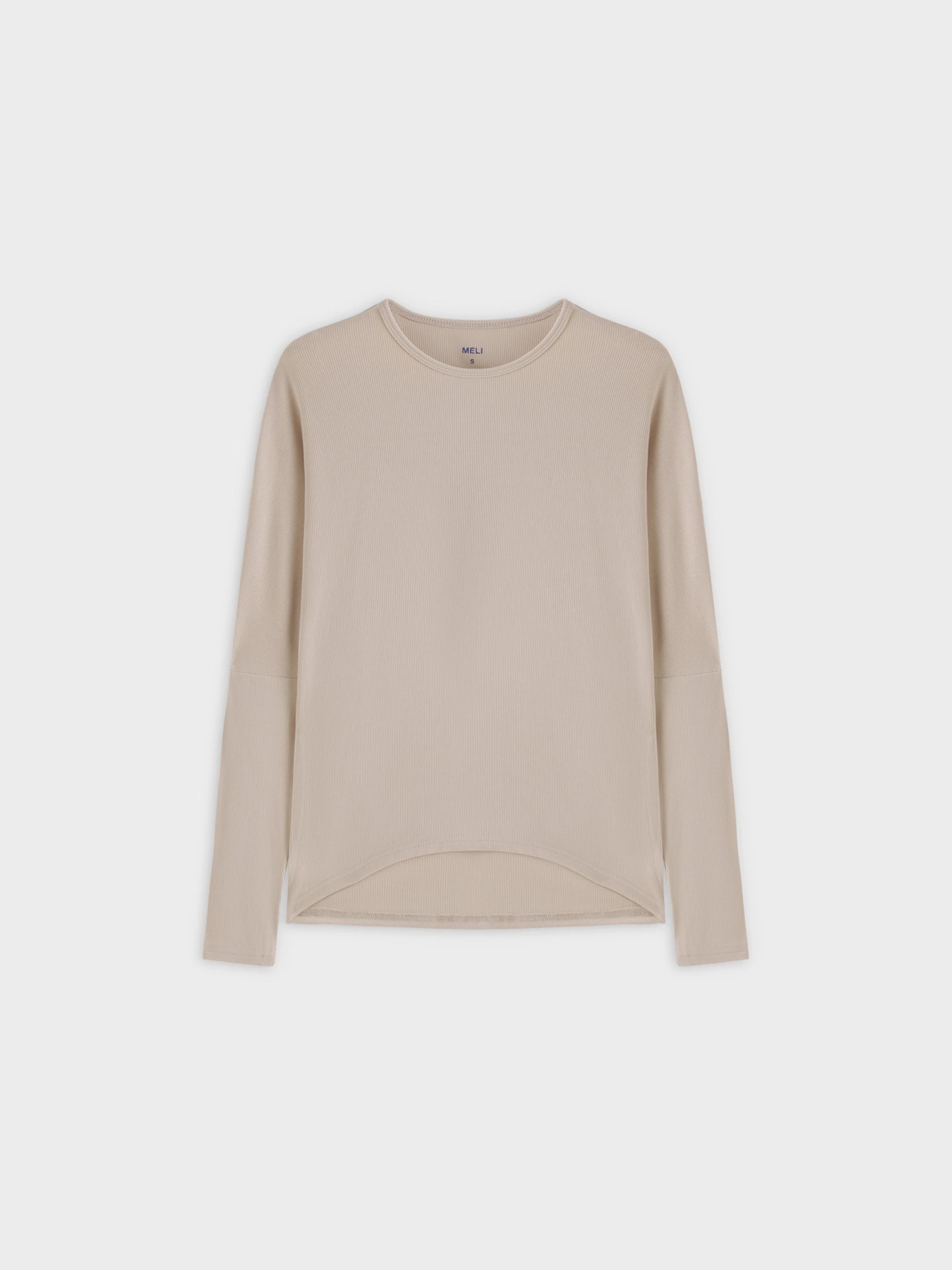 Crew Ribbed Dolman-Tan