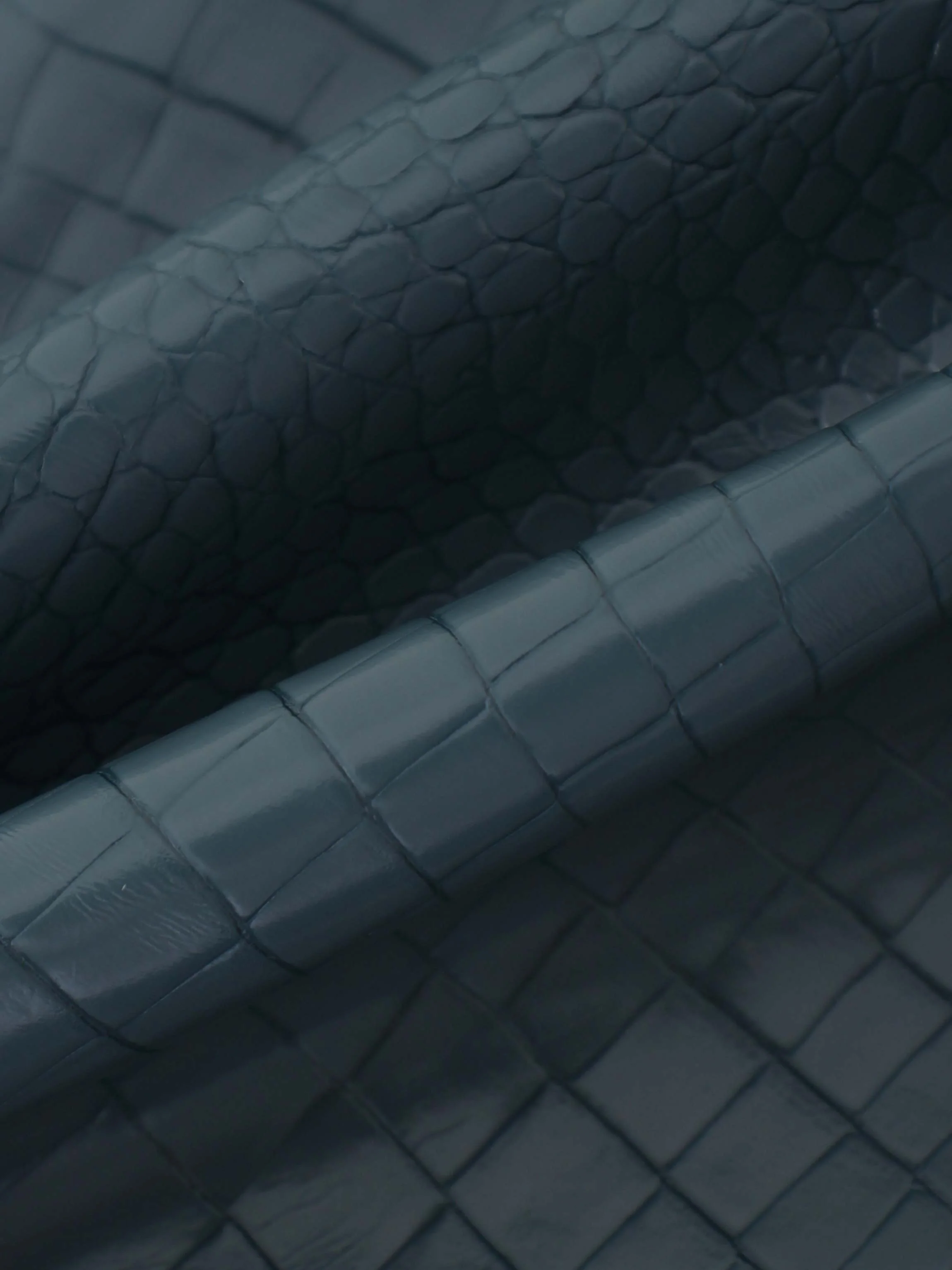 Croc Leather Skirt-Teal