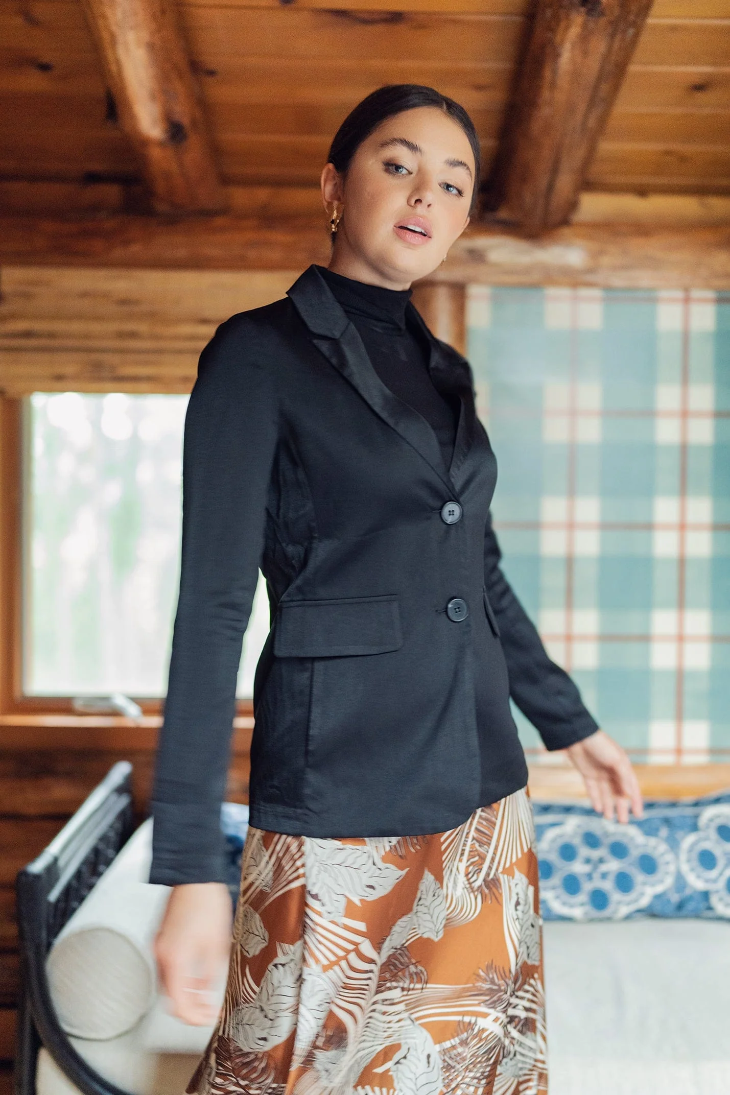 Satin Blazer-Black