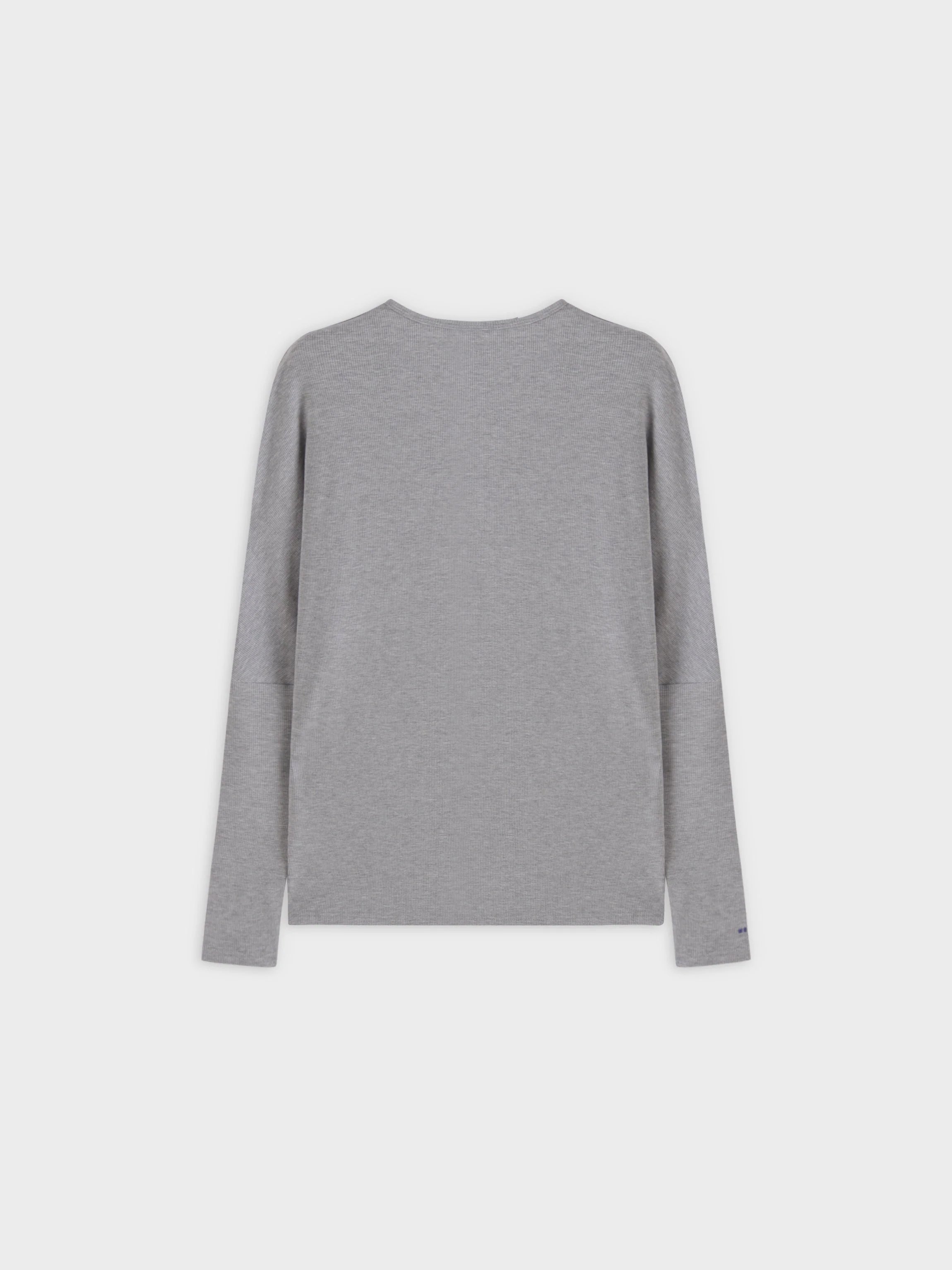 Crew Ribbed Dolman-Heathered Grey