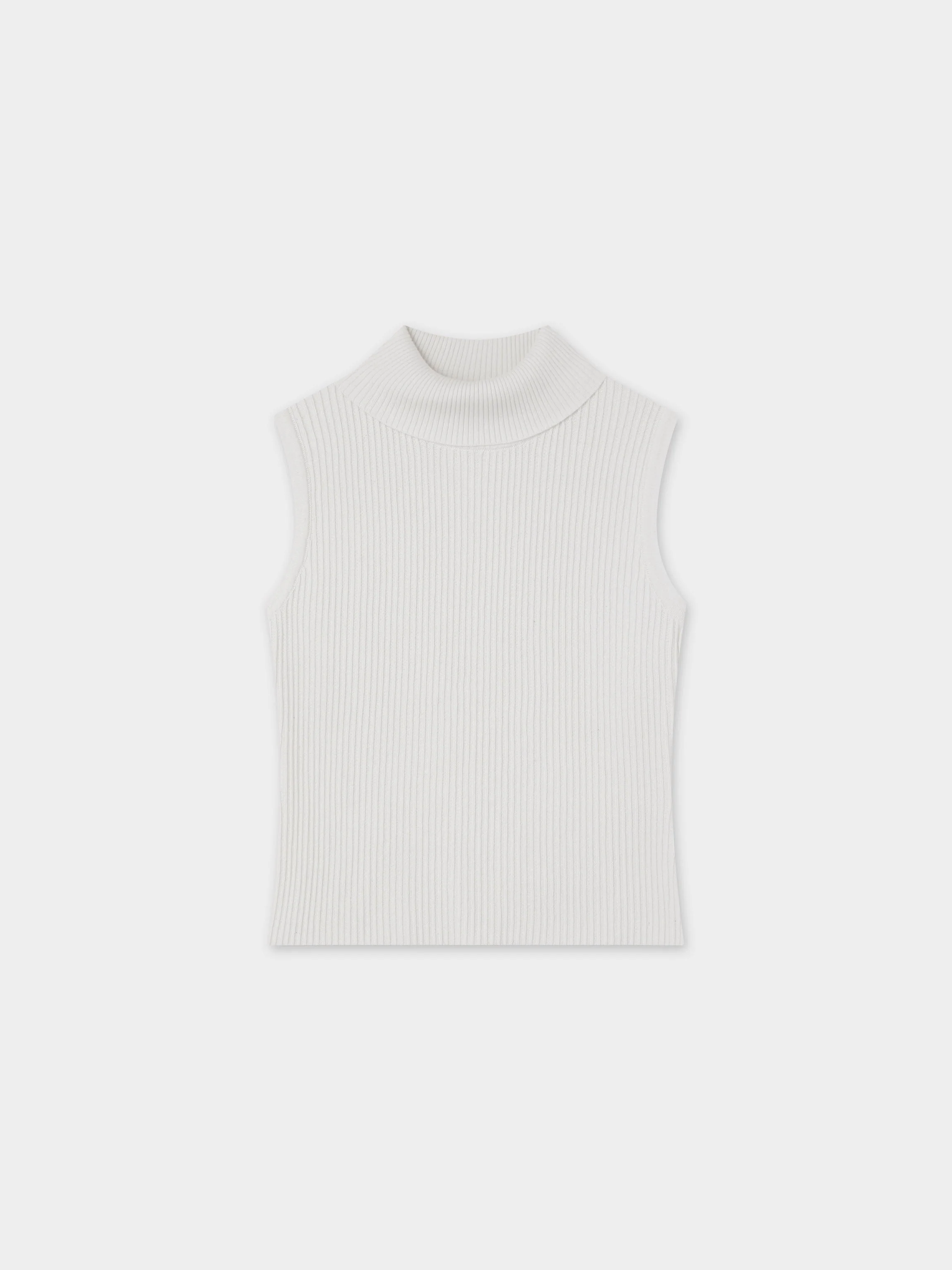 Sleeveless Ribbed Turtleneck-Ivory