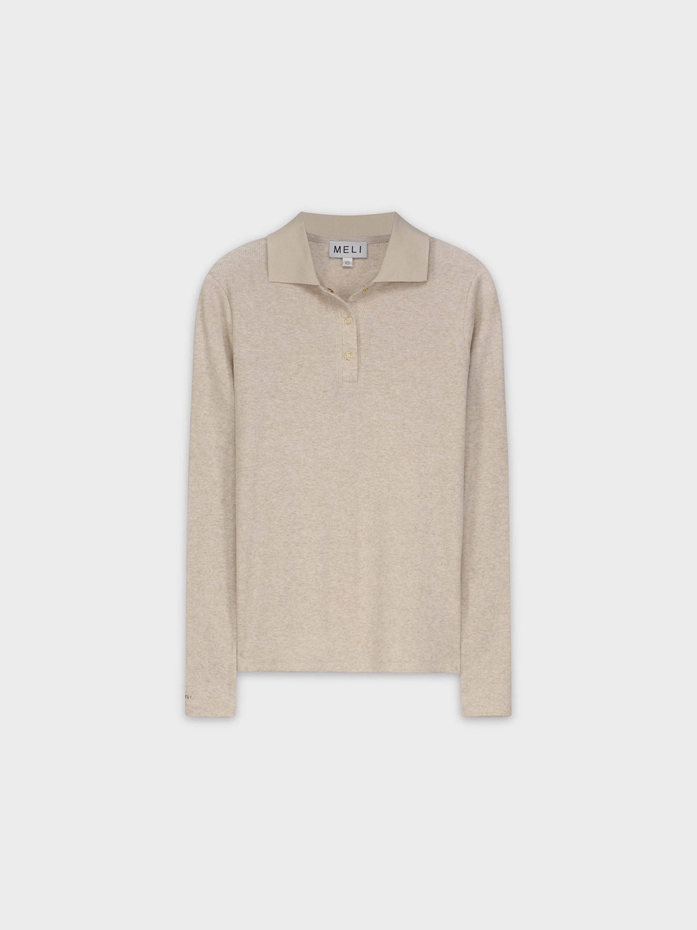 RIBBED COLLAR T-SHIRT-OATMEAL