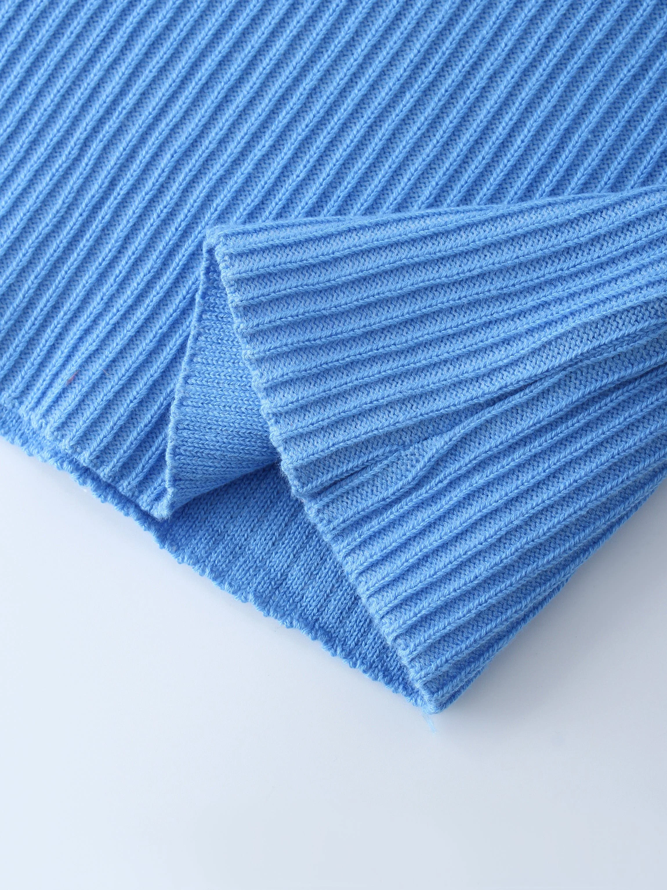 Sleeveless Ribbed Crew-Blue
