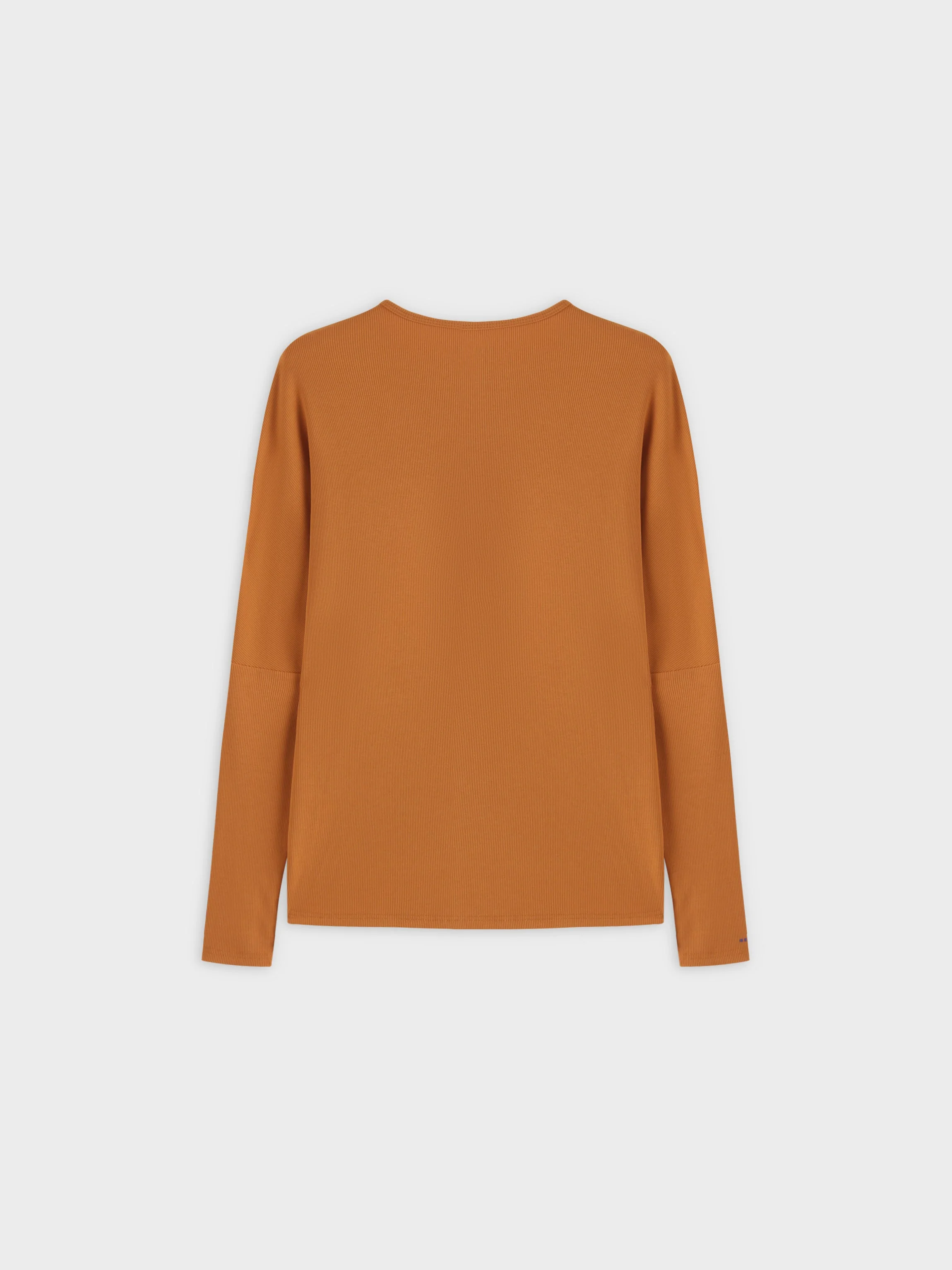 Crew Ribbed Dolman-Cognac