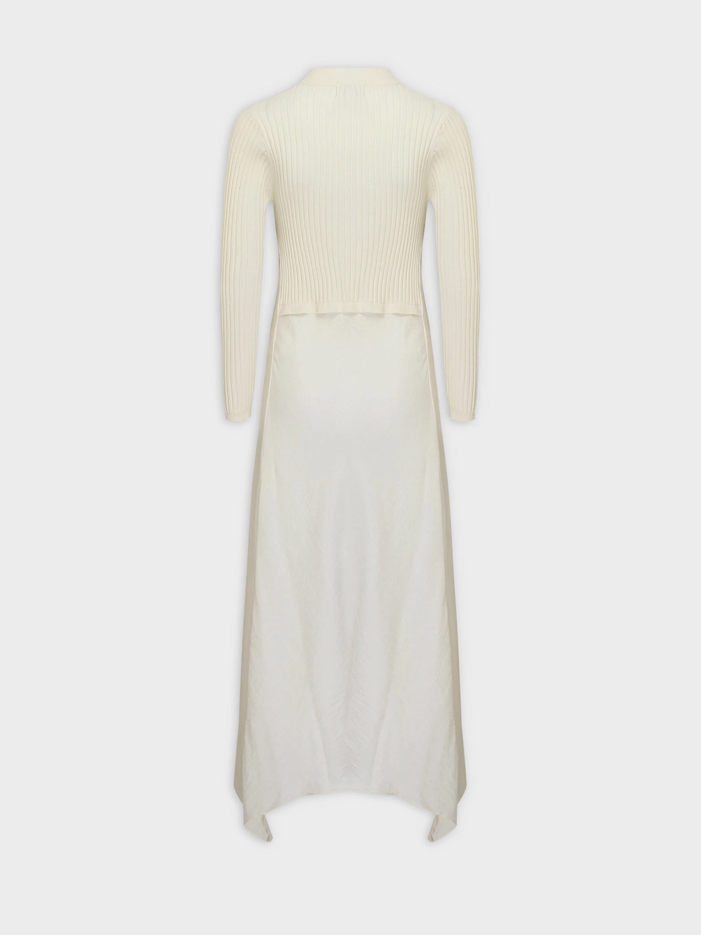 Crew Knit Satin Dress-Ivory