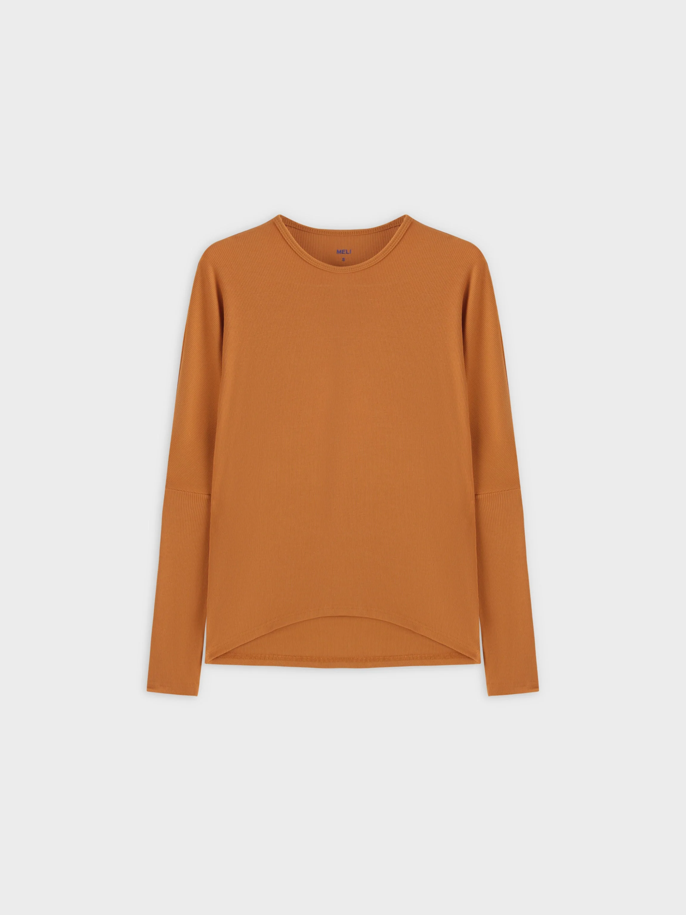 Crew Ribbed Dolman-Cognac