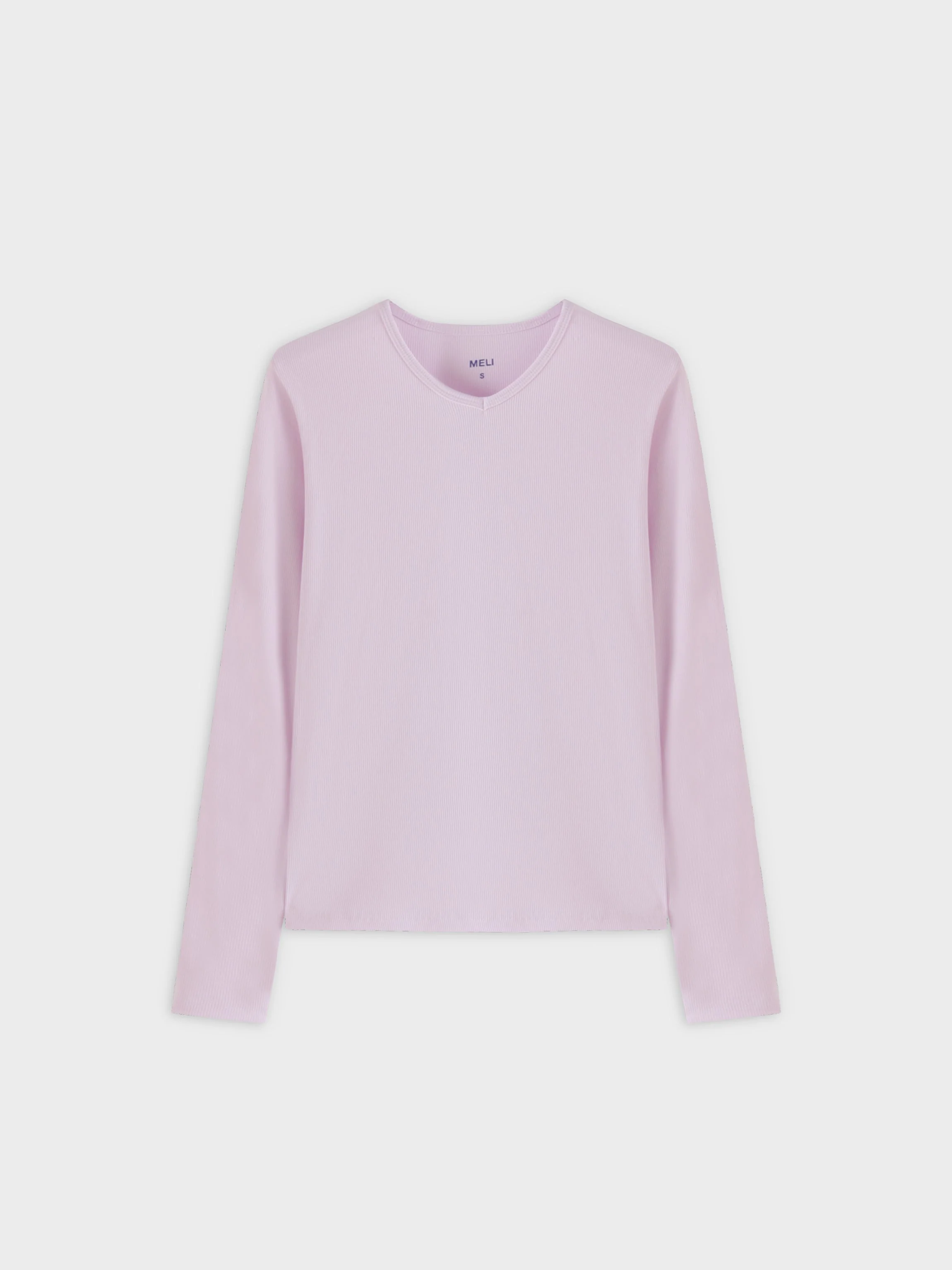 High V Ribbed Tee LS-Lavender