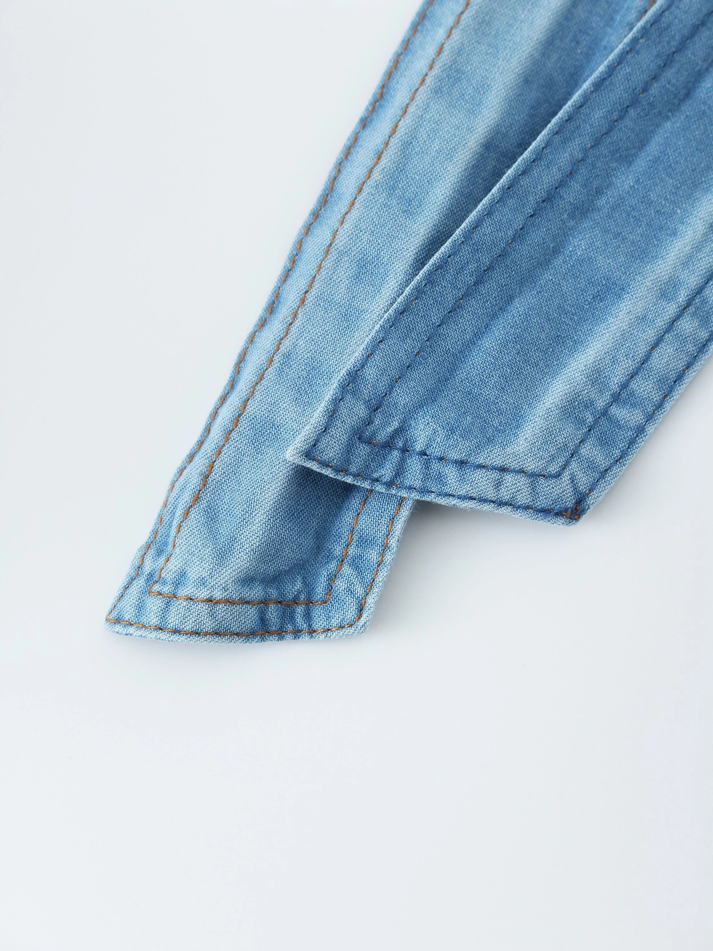 FAUX WRAP RUFFLE SKIRT-DENIM