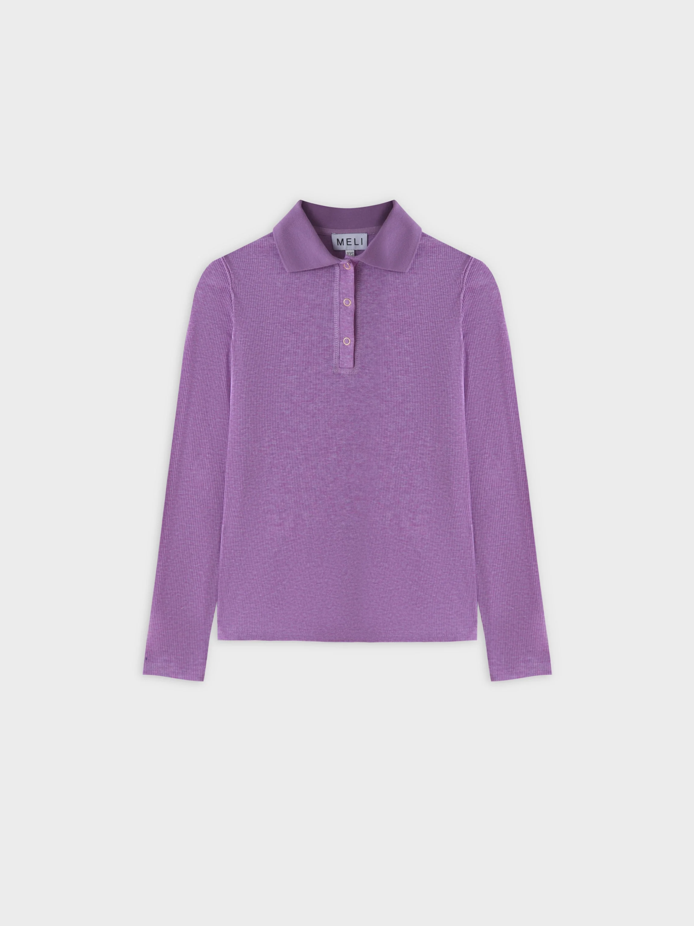 Ribbed Collar T-Shirt-Purple