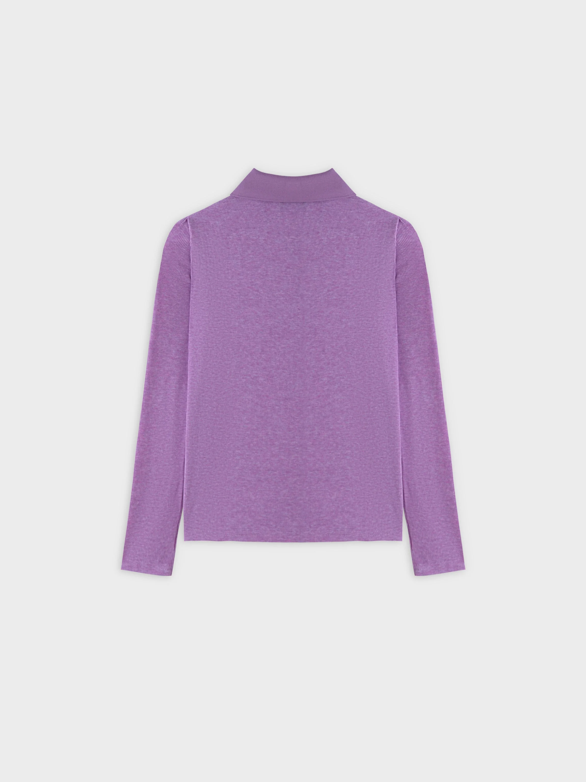 Ribbed Collar T-Shirt-Purple