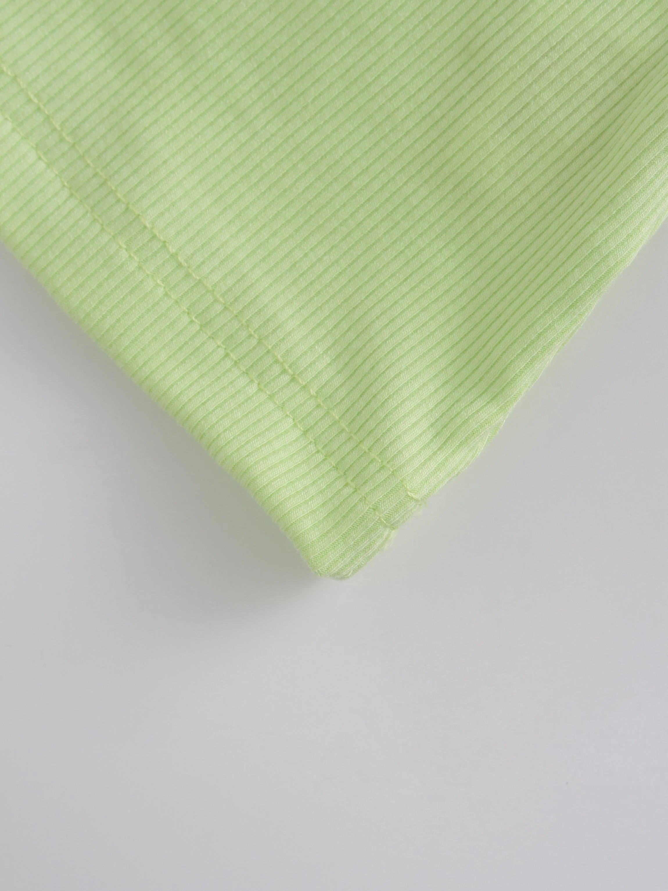 High V Ribbed Tee LS-Neon Green