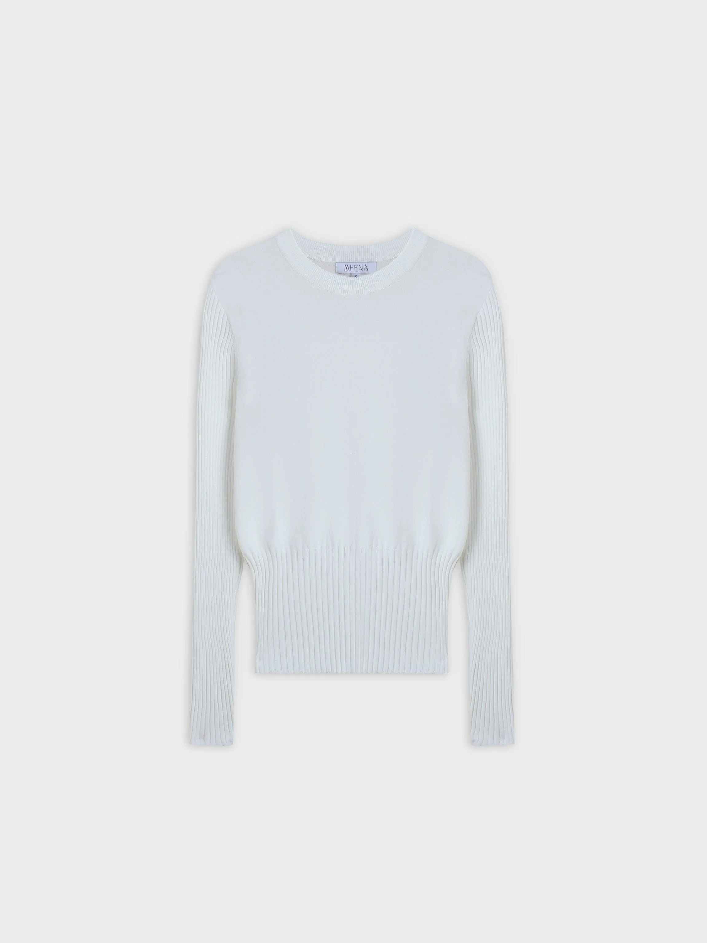 RIBBED WAISTED SWEATER-WHITE