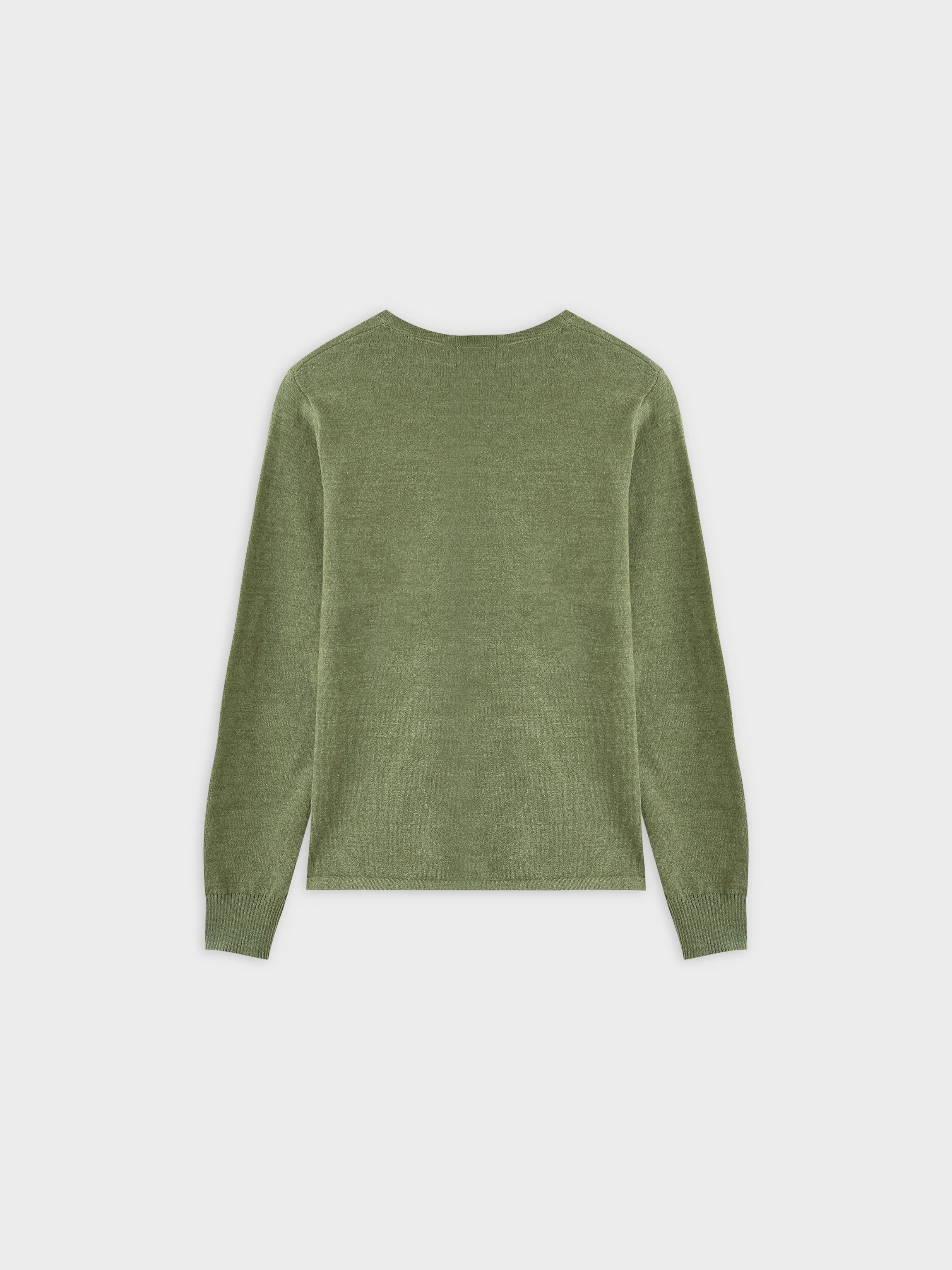 Thin Knit Crew Sweater-Heathered Green