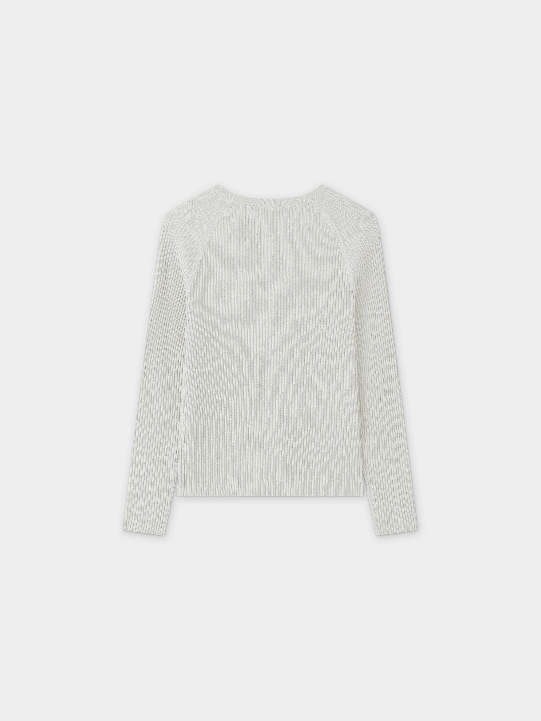 Ribbed Knit Cardigan-White