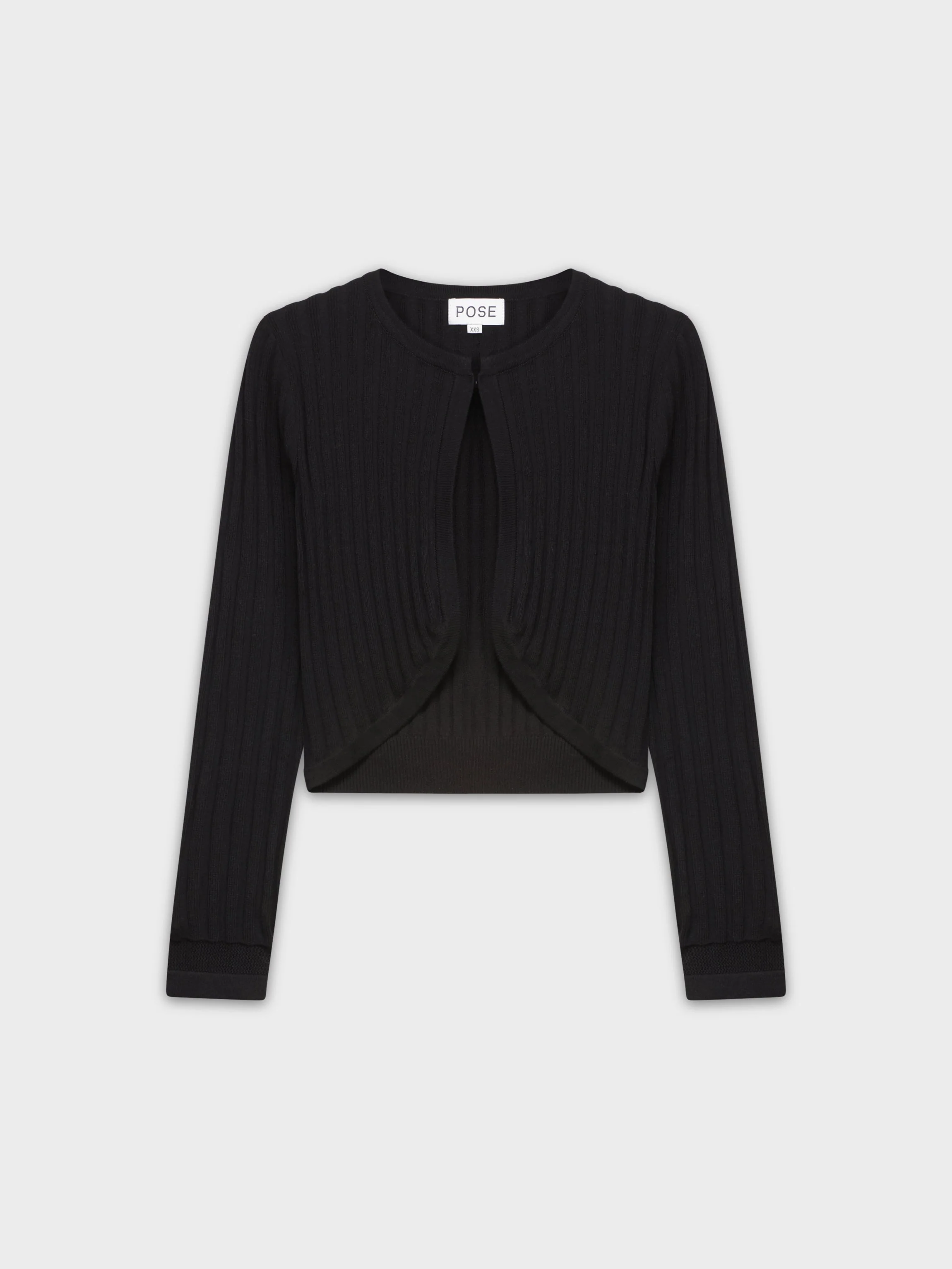 RIBBED SHRUG-BLACK