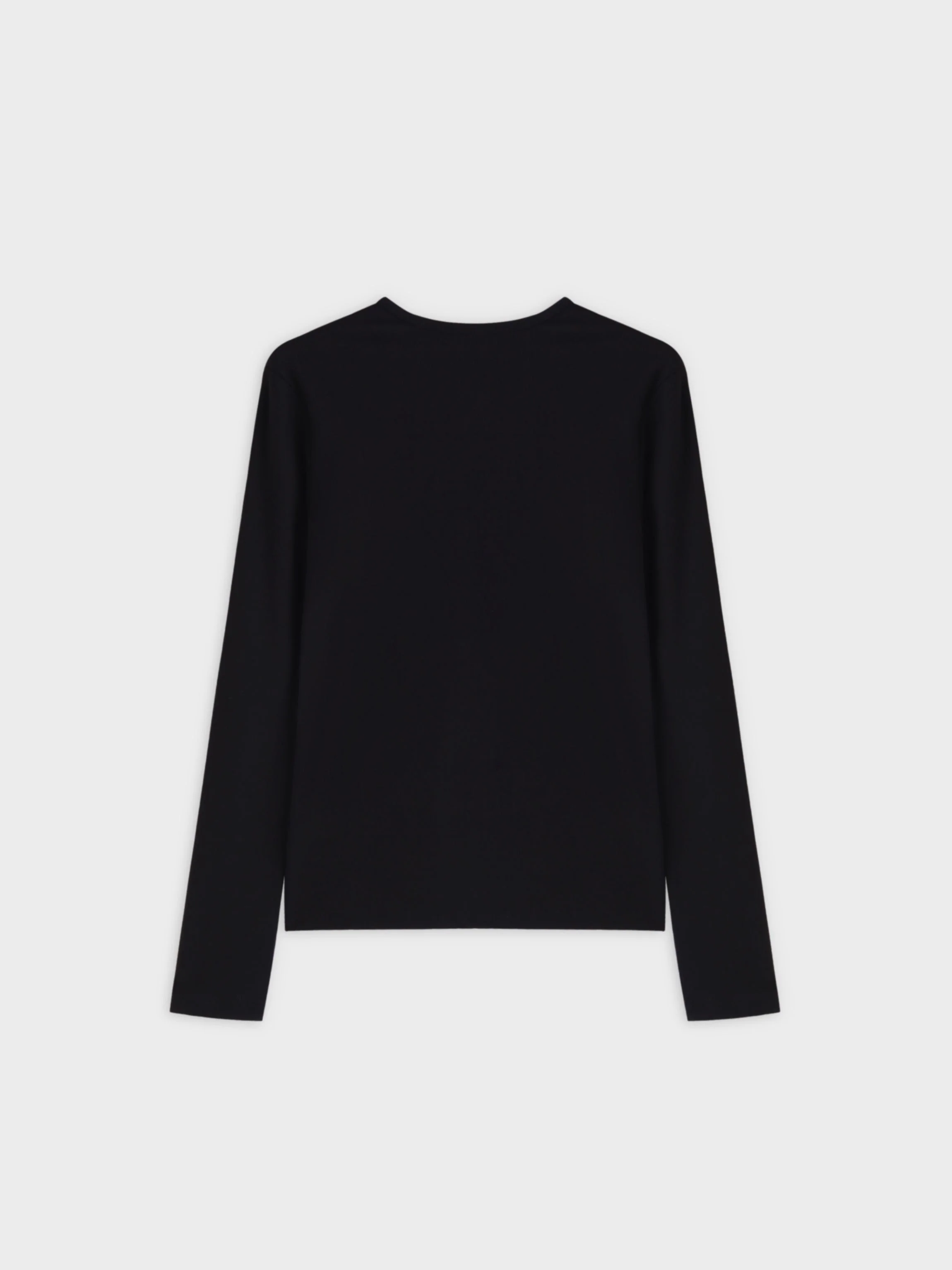 RIBBED HIGH V- LS-BLACK