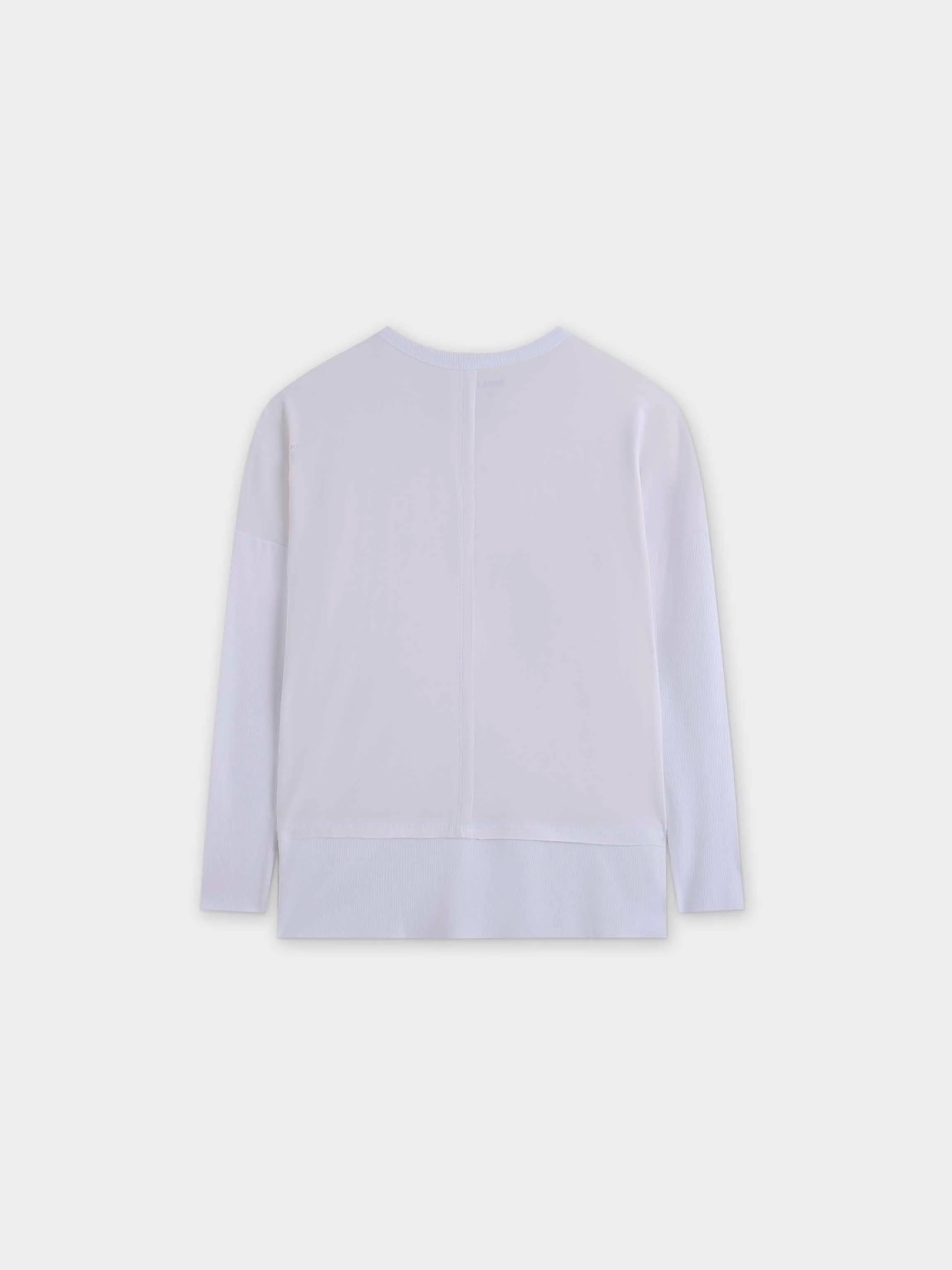 RIBBED BOTTOM T-SHIRT-WHITE
