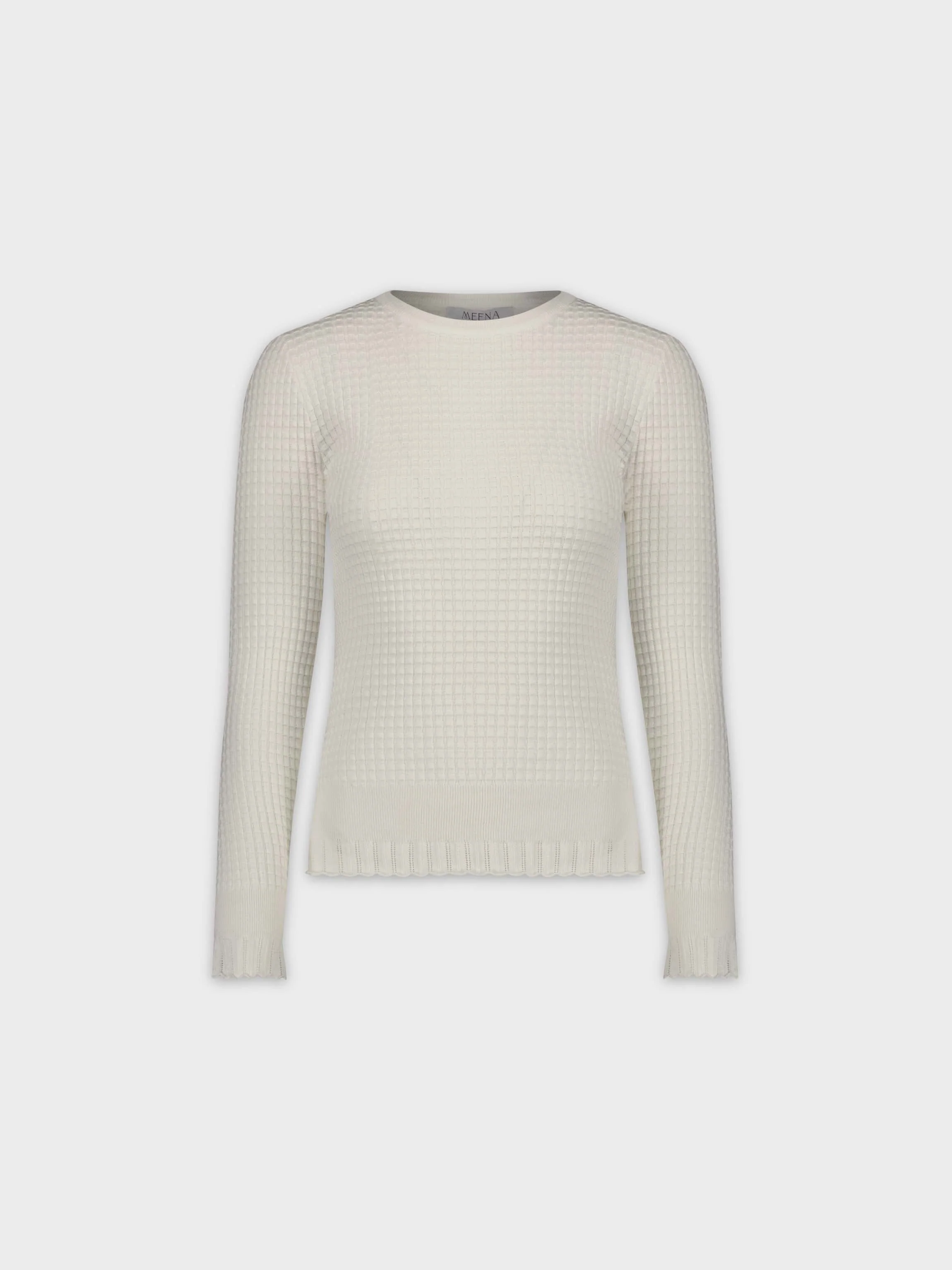 RUFFLE BOTTOM CREW-WHITE