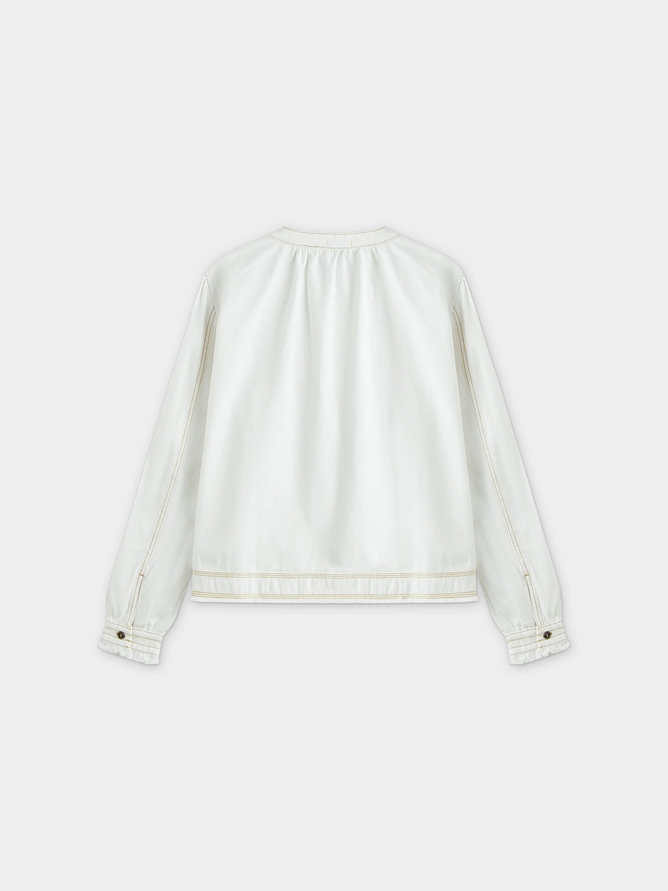 Denim Trapeze Top-White Denim