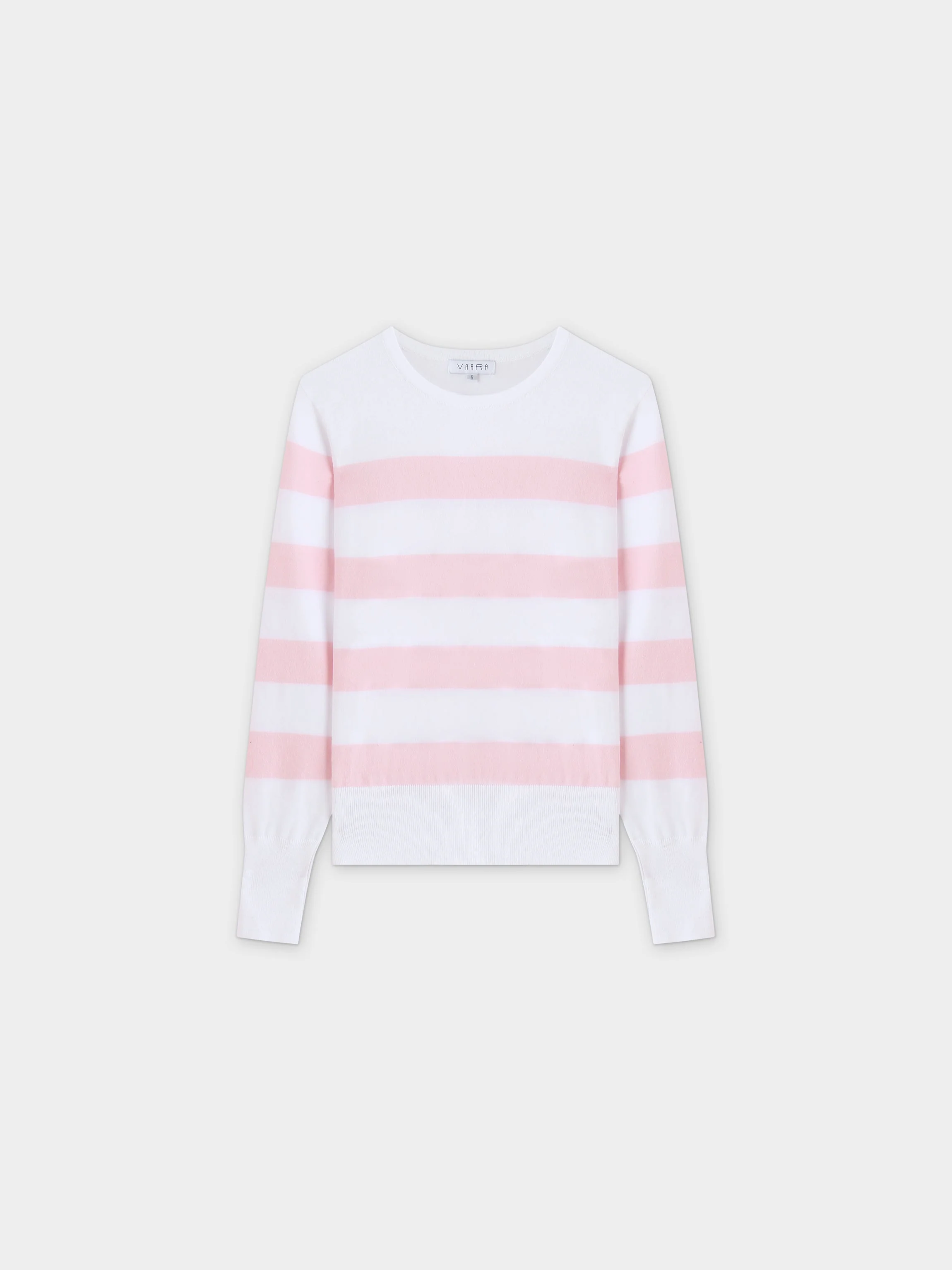 Striped Cotton Sweater-Light Pink