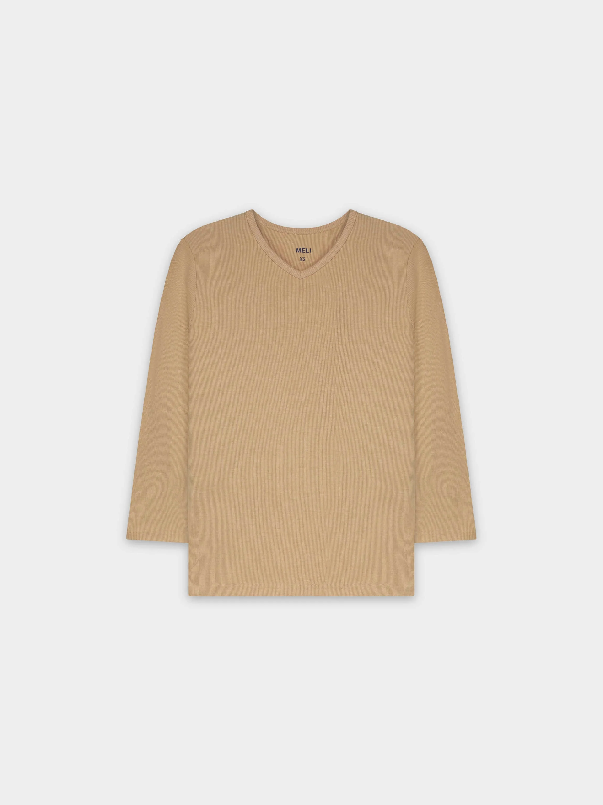RIBBED HIGH V 3Q-LIGHT TAN