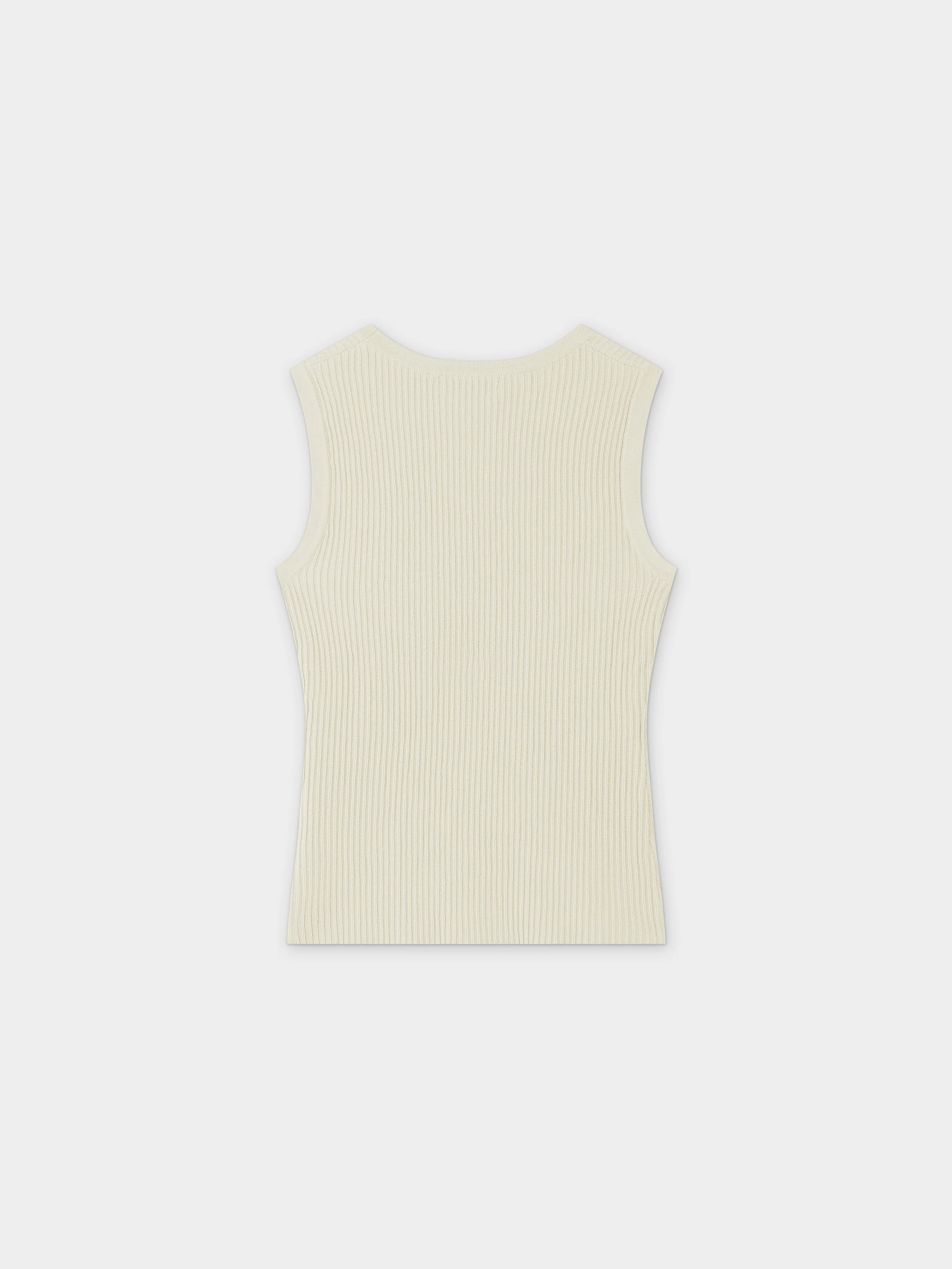 Sleeveless Ribbed Crew-Ivory