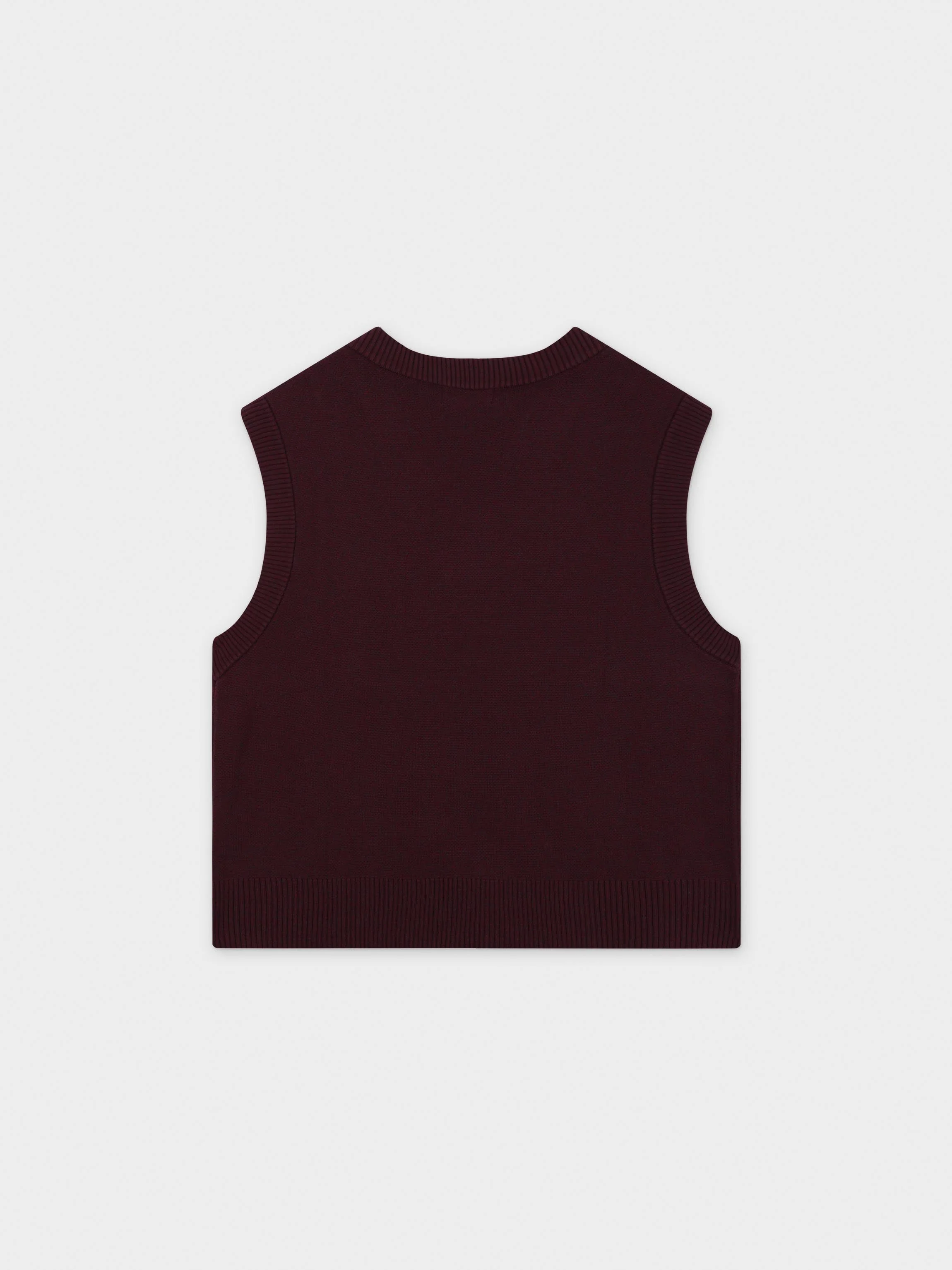 V-Neck Knit Vest-Speckled Burgundy