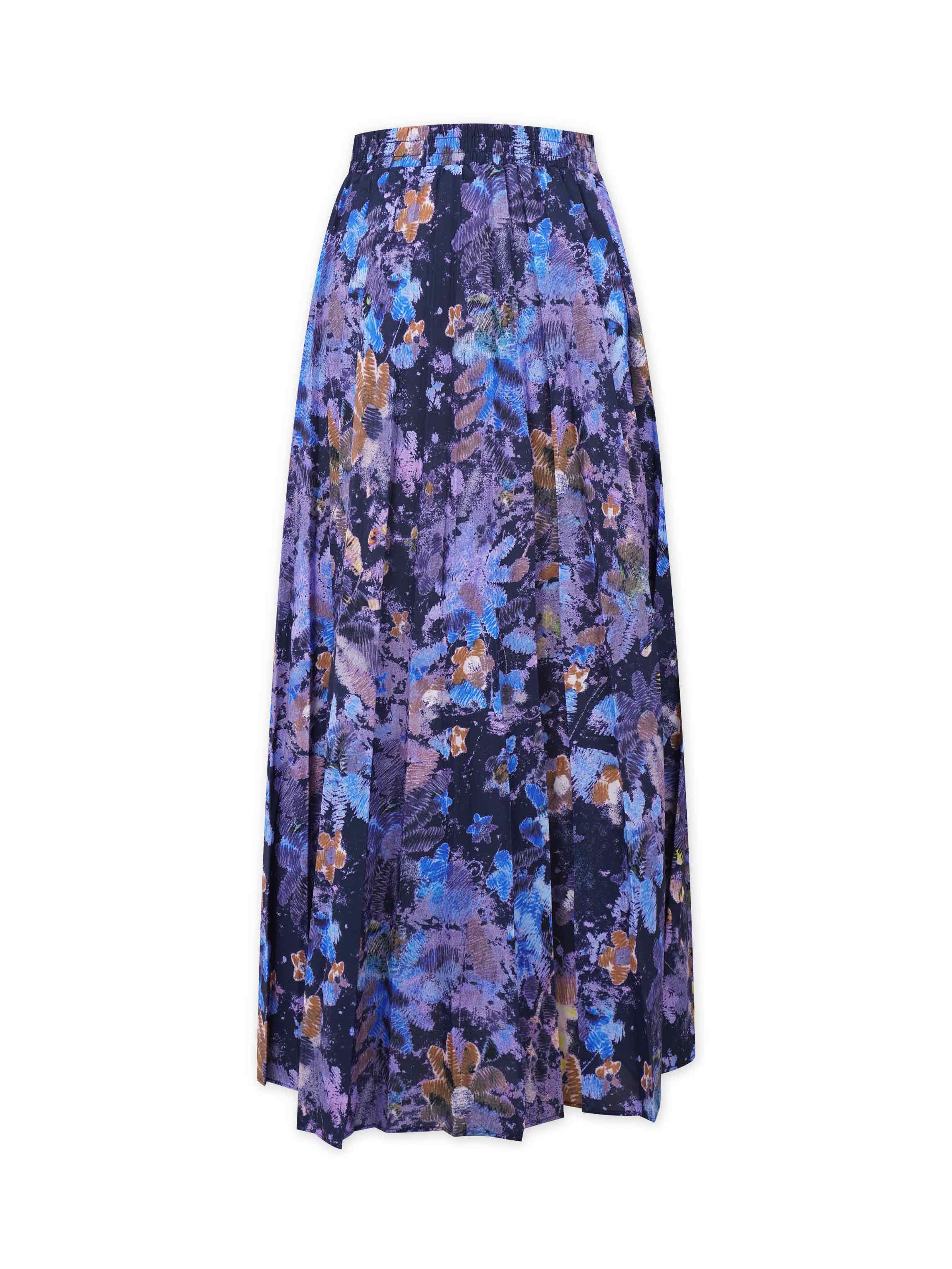Covered Band Pleated Skirt- Lavender Flowers