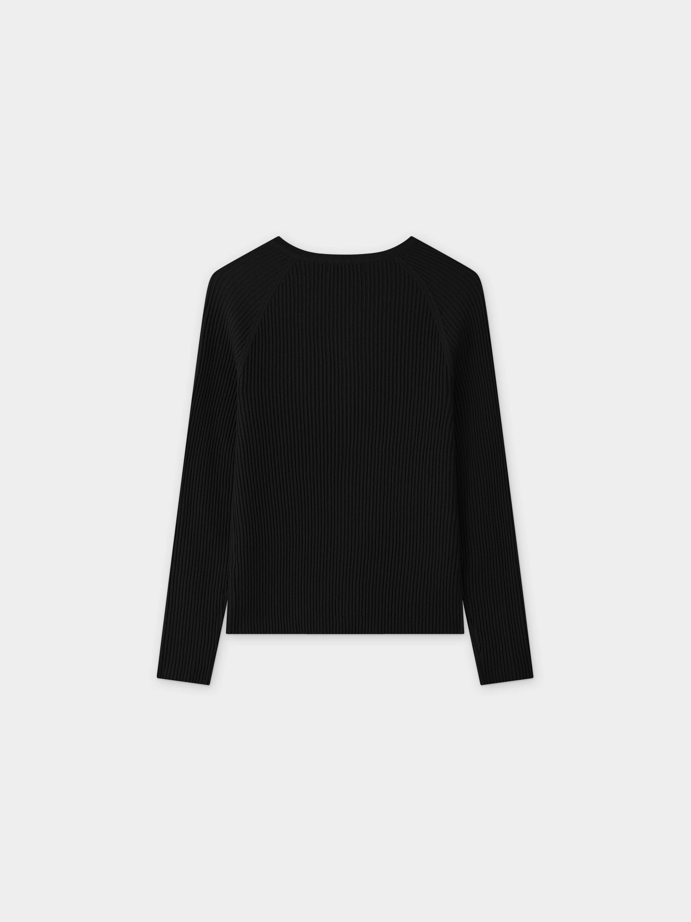 Ribbed Knit Cardigan-Black
