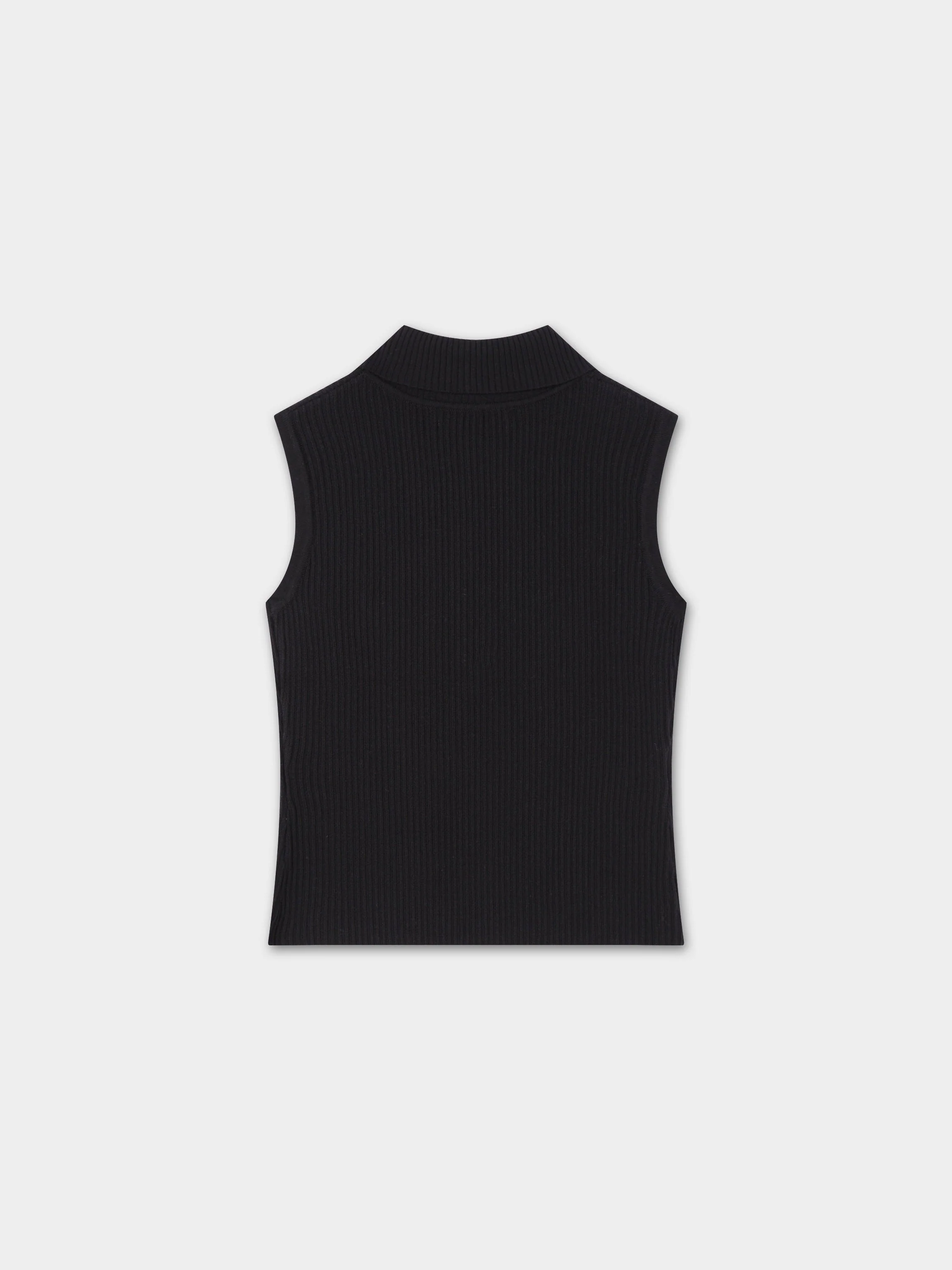 Sleeveless Ribbed Turtleneck-Black
